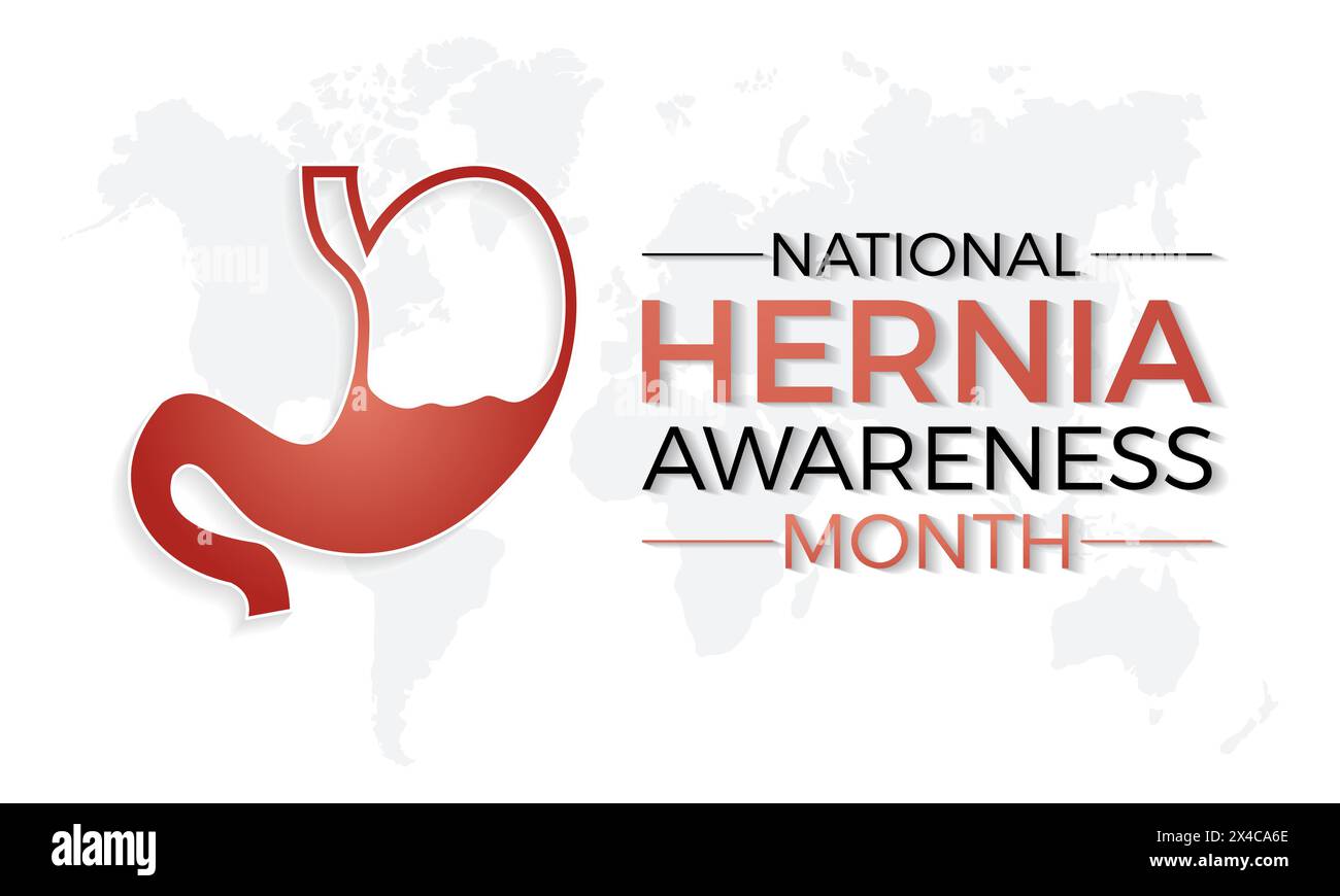 Nationale Hernie Bewusstsein Monat Gesundheit Bewusstsein Vektor Illustration. Vektor-Vorlage für Banner, Karte, Hintergrund. Stock Vektor