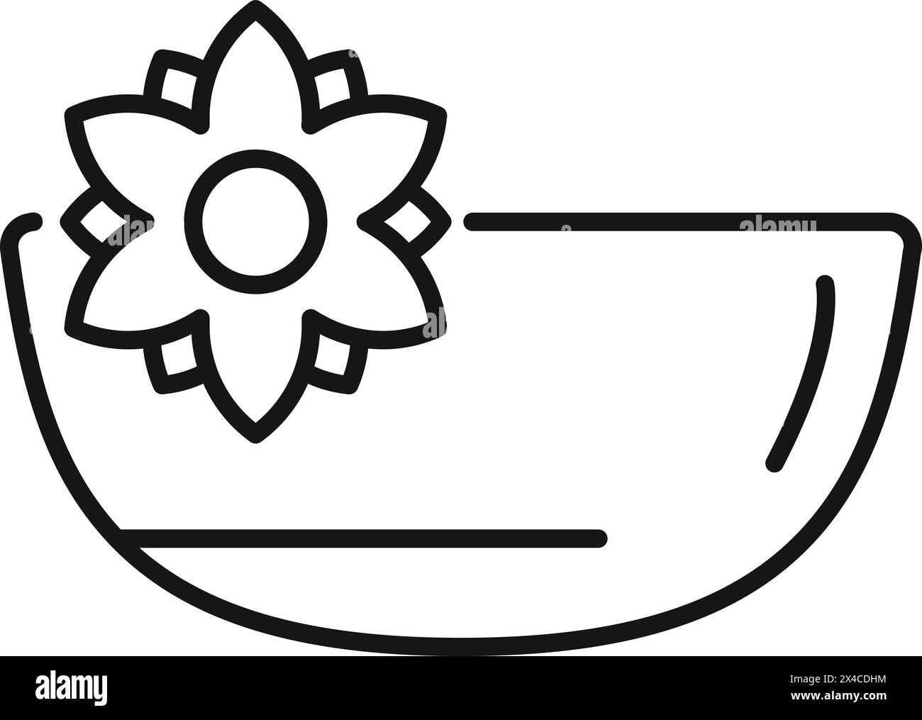 Zen Blume Schüssel Symbol Umrissvektor. Therapie-Spa. Ruhige Kerzenpflege Stock Vektor