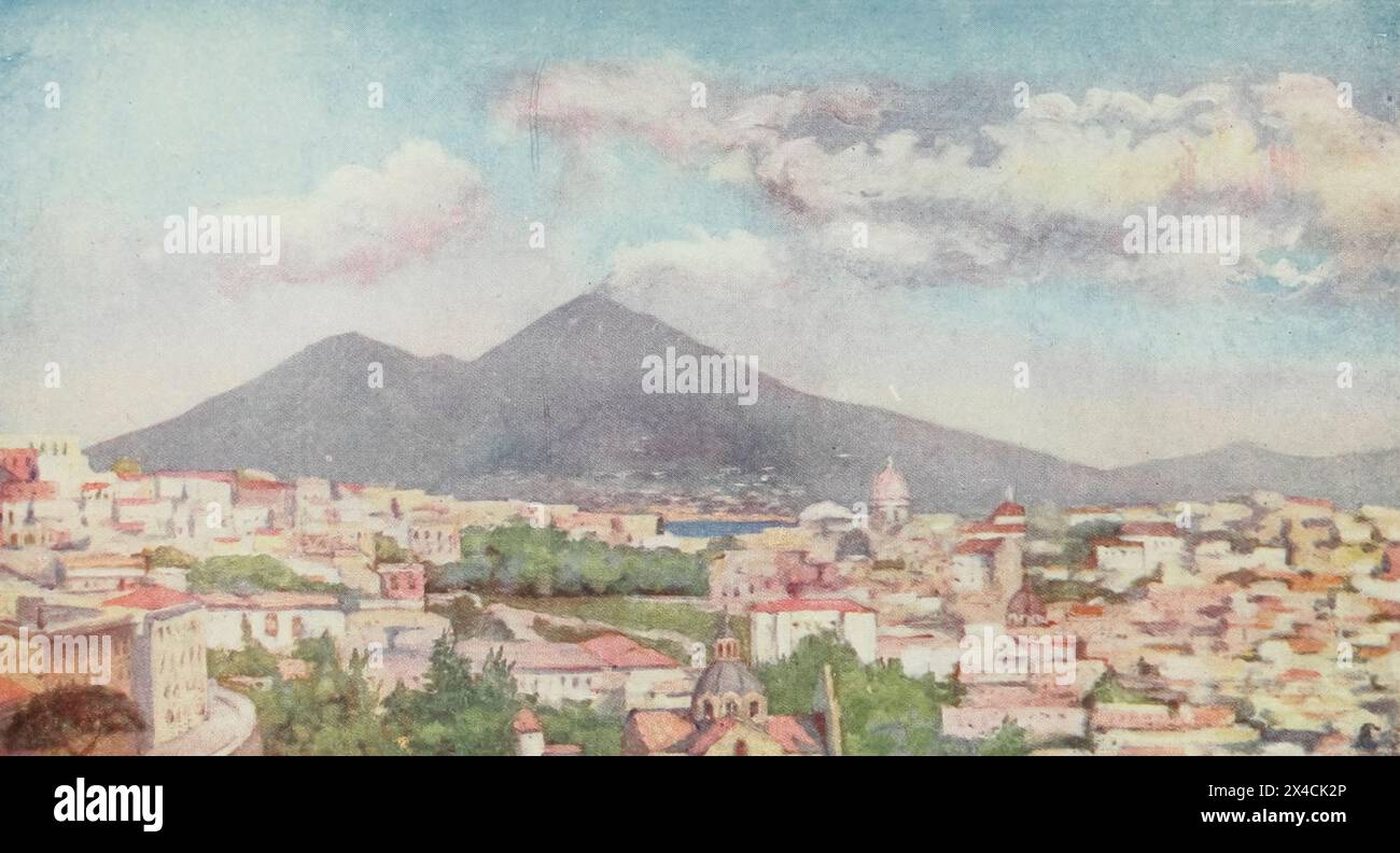 Naples, aus dem Parco Grifeo aus dem Buch Naples, GEMALT VON AUGUSTINE FITZGERALD BESCHRIEBEN VON SYBIL FITZGERALD, VERÖFFENTLICHT VON ADAM & CHARLES BLACK LONDON IM Jahr 1904 Stockfoto