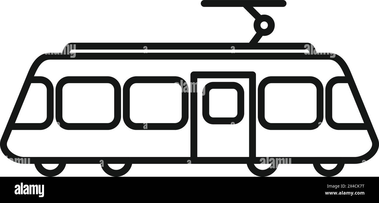 Stadtbahn Straßenbahn Symbol Umrissvektor. Elektrische Bewegung. Eisenbahnverkehr Stock Vektor