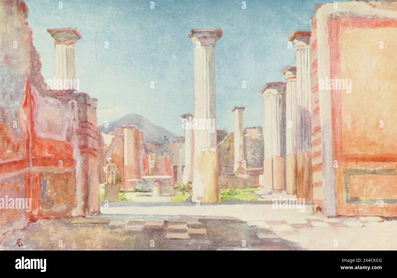 House of Olconius, Pompeji aus dem Buch Naples, GEMALT VON AUGUSTINE FITZGERALD BESCHRIEBEN VON SYBIL FITZGERALD, VERÖFFENTLICHT VON ADAM & CHARLES BLACK LONDON IM Jahr 1904 Stockfoto