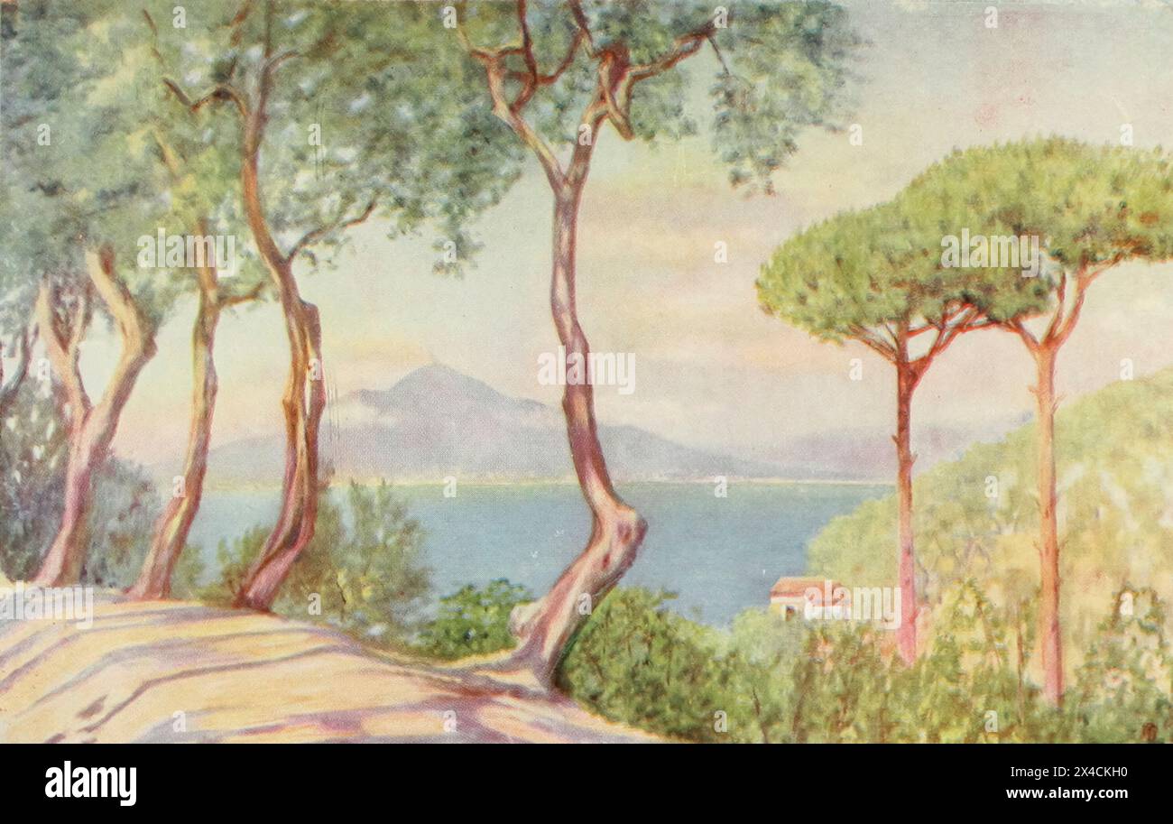 On the Road to Massa aus dem Buch Naples, GEMALT VON AUGUSTINE FITZGERALD, BESCHRIEBEN VON SYBIL FITZGERALD, VERÖFFENTLICHT VON ADAM & CHARLES BLACK LONDON IM Jahr 1904 Stockfoto