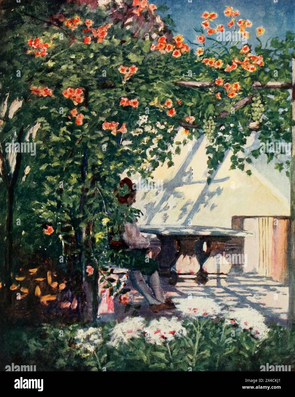 A Garden Terrace, Sorrento aus dem Buch Naples GEMALT VON AUGUSTINE FITZGERALD BESCHRIEBEN VON SYBIL FITZGERALD, VERÖFFENTLICHT VON ADAM & CHARLES BLACK LONDON IM Jahr 1904 Stockfoto