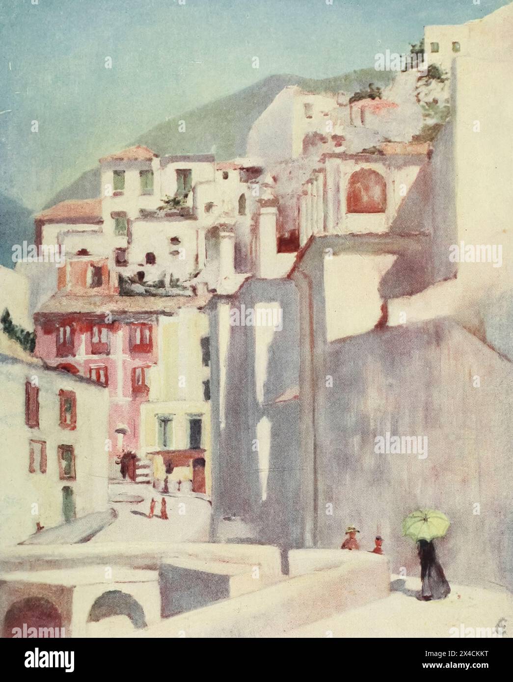 Amalfi im Sommer aus dem Buch Naples GEMALT VON AUGUSTINE FITZGERALD BESCHRIEBEN VON SYBIL FITZGERALD, DAS 1904 VON ADAM & CHARLES BLACK LONDON VERÖFFENTLICHT WURDE Stockfoto