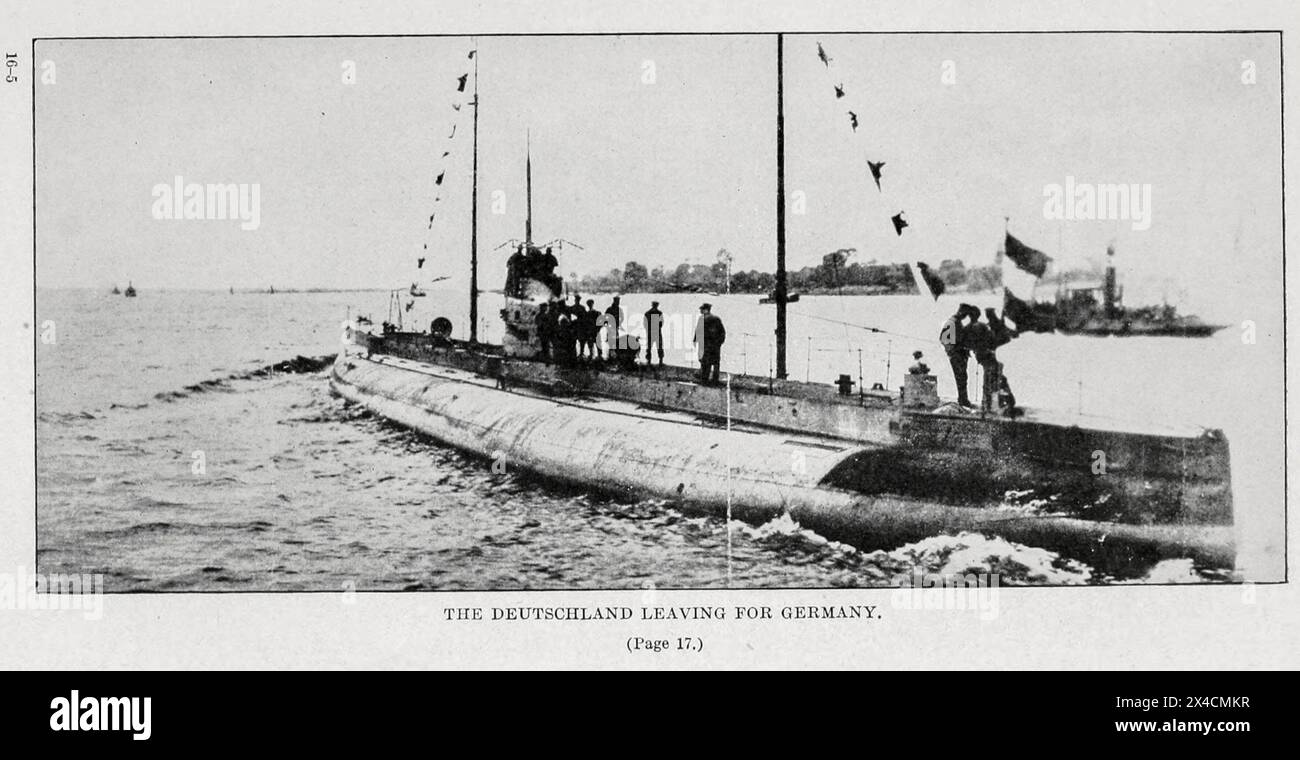Deutschland, das von den Vereinigten Staaten von Amerika aus " deutschen U-Boot-Aktivitäten an der Atlantikküste der Vereinigten Staaten und Kanadas " nach Deutschland ausreist. Office of Naval Records and Library, Veröffentlichungsdatum 1920 Stockfoto