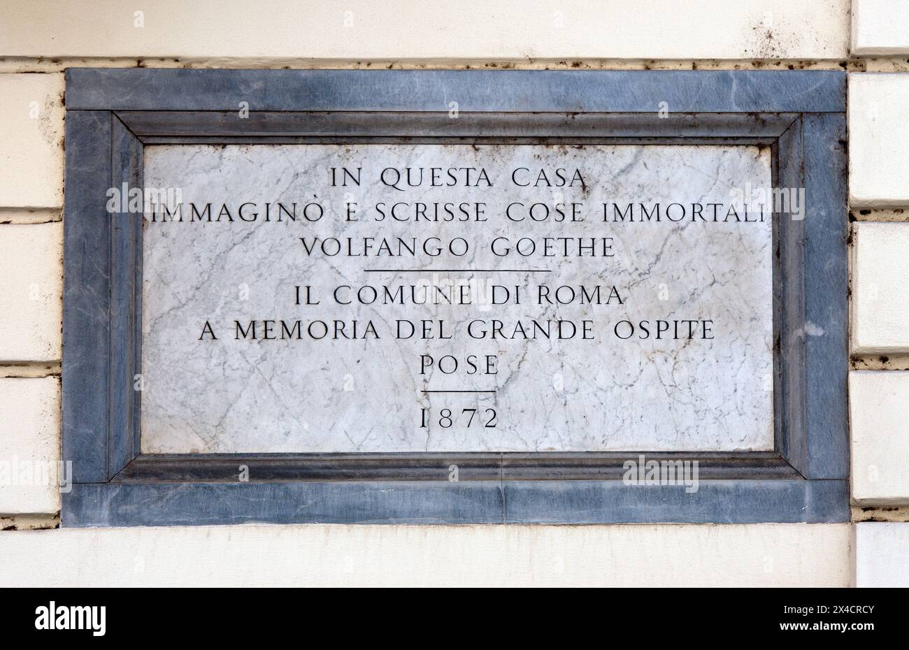 Gedenktafel am Goethehaus Wolfang in der Via del Corso, Rom, Latium, Italien Stockfoto