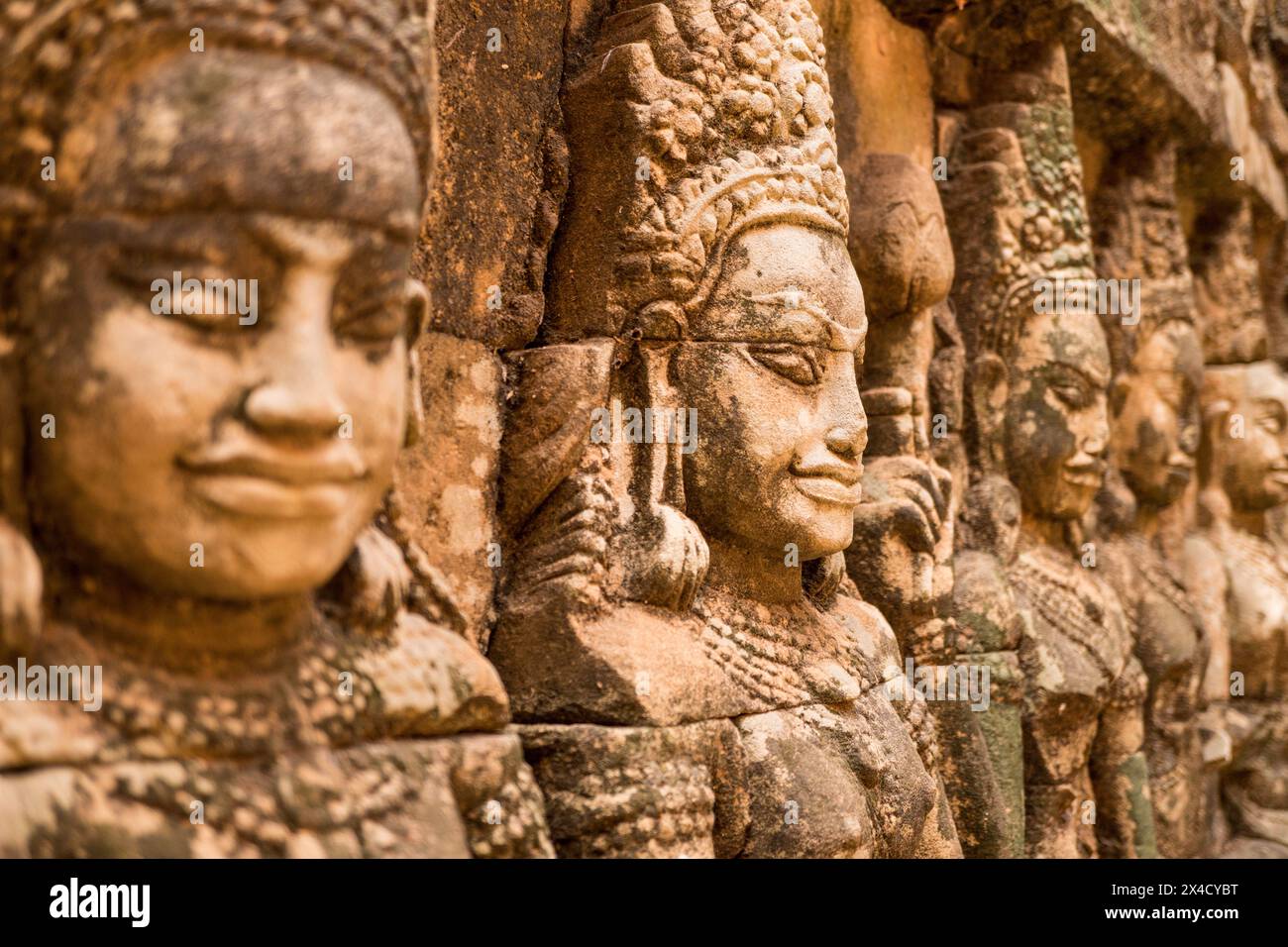 Asperas auf der Terrasse des Leper King, Angkor, Kambodscha Stockfoto