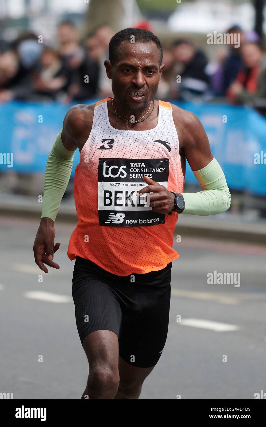 London Marathon 2024 21. April 2024 Männer Elite Rennen Kenenisa Bekele Stockfoto