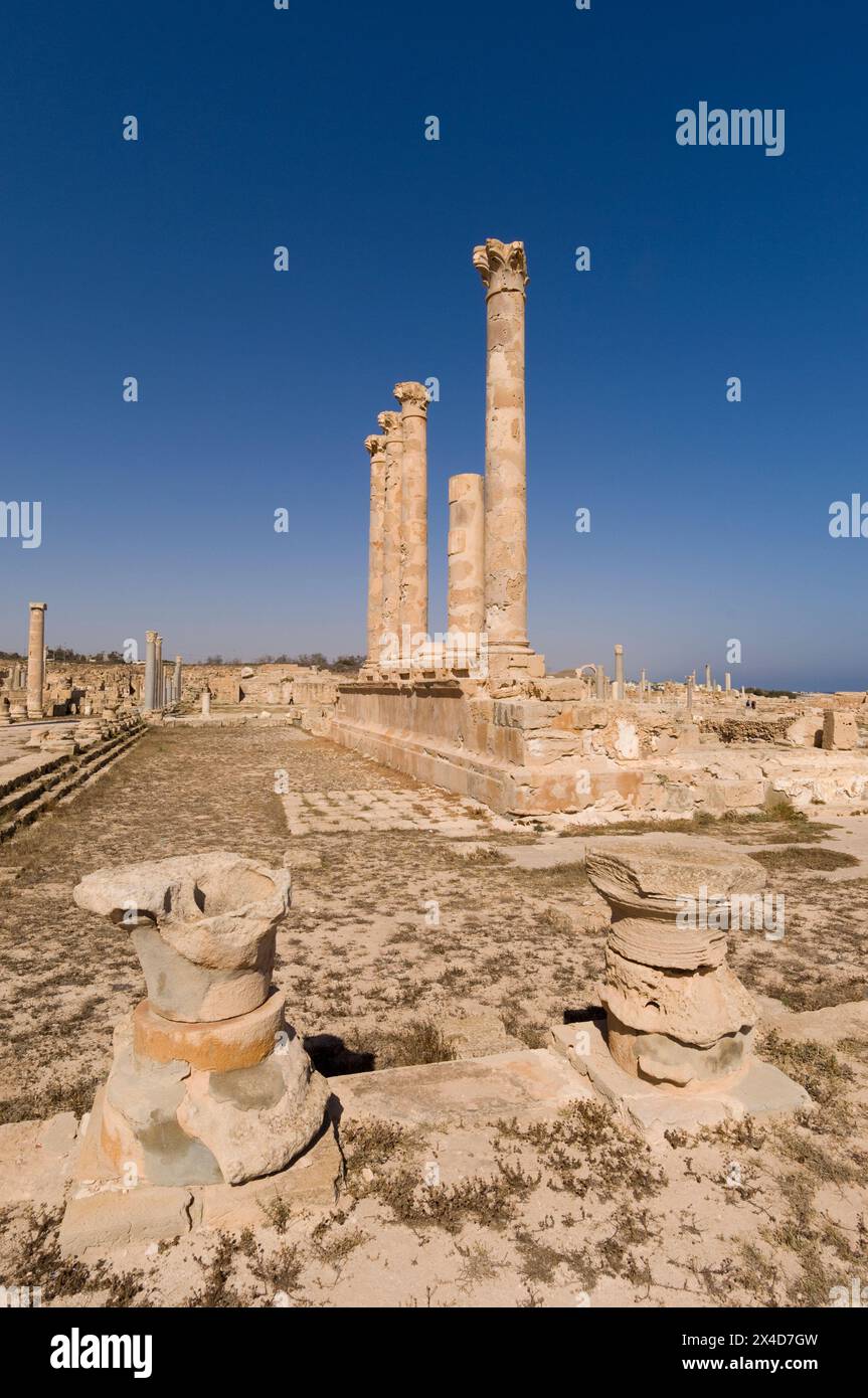 Römische Ausgrabungsstätte Sabratha. Sabratha, Tripolitanien, Libyen Stockfoto
