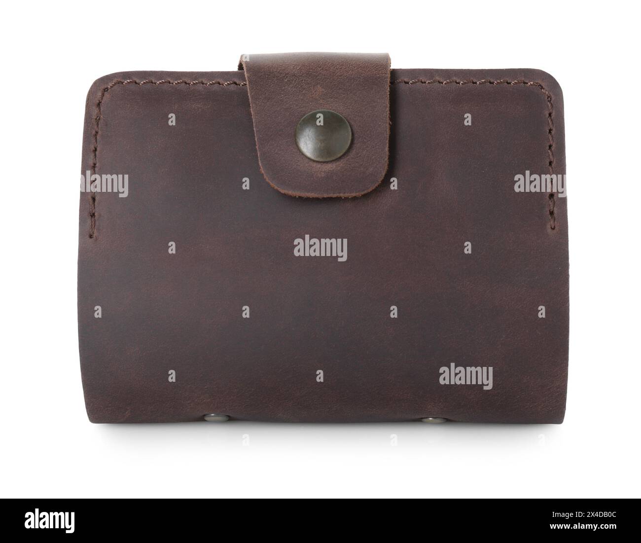 Brauner Visitenkartenhalter isoliert auf weiß Stockfoto