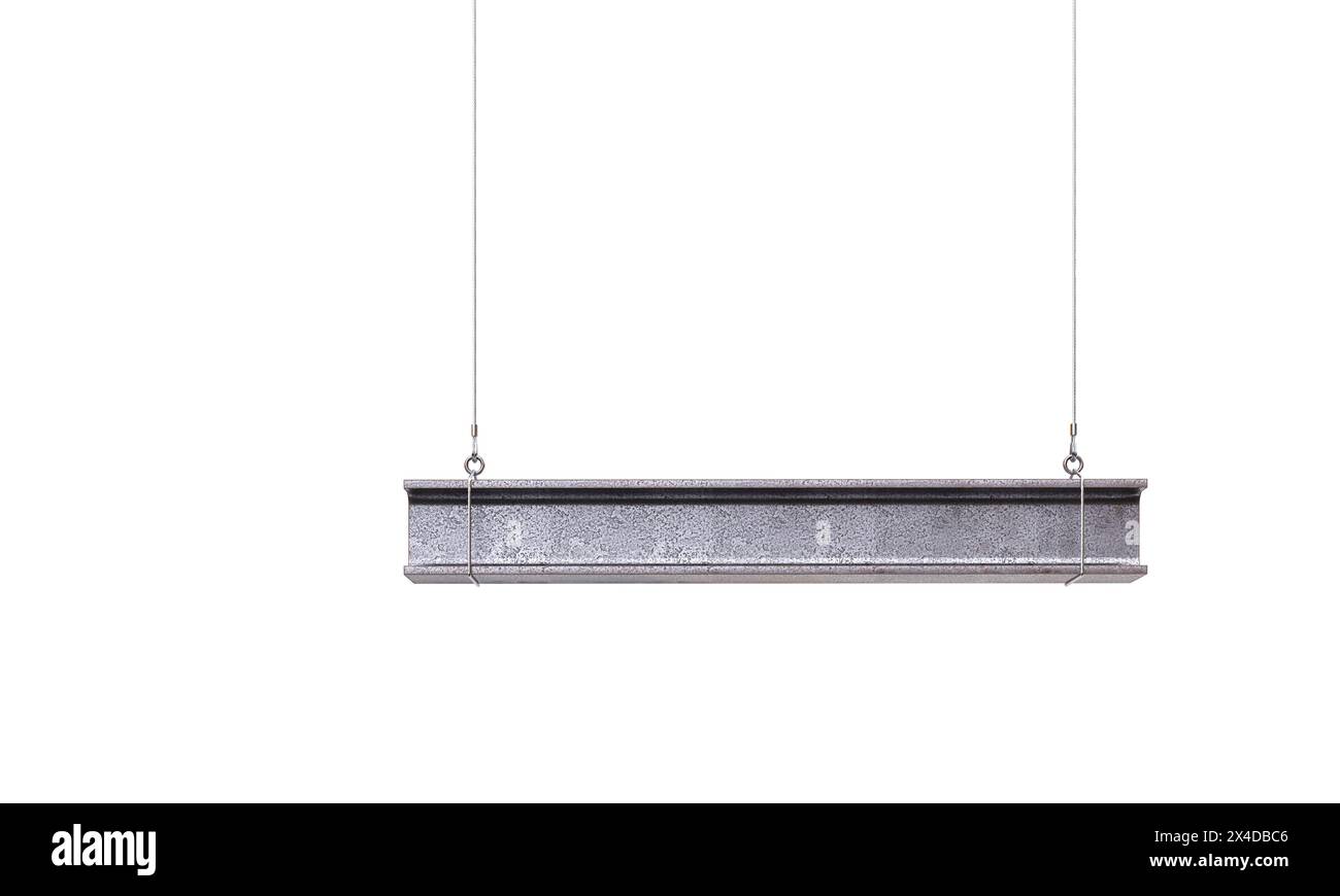 Isolierter Metallstrahl auf weißem Hintergrund 3D-Rendering Stockfoto