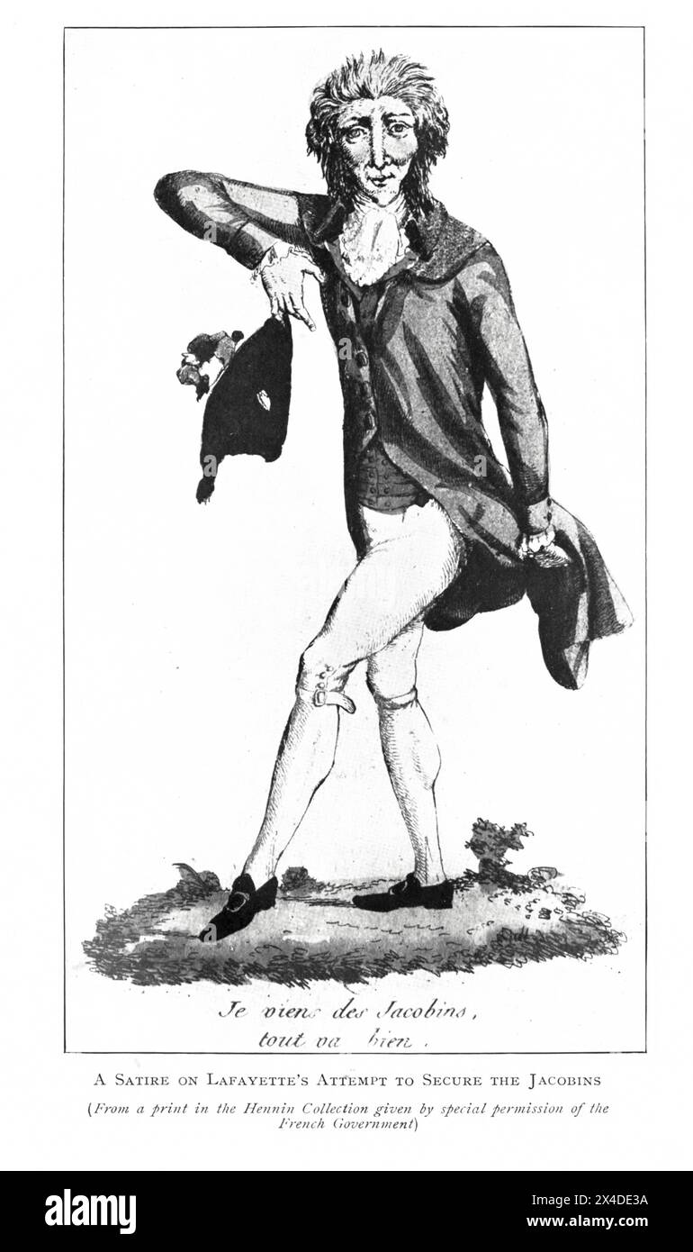 Eine Satire über Lafayettes Versuch, die Jakobiner von der französischen Revolution ab dem Alter Ludwigs 14 bis zur Ankunft Napoleons zu sichern, von Wheeler, Harold Felix Baker, veröffentlicht 1913 Stockfoto