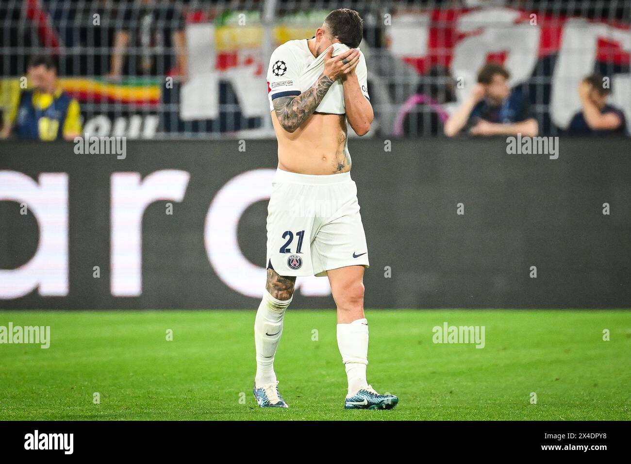 Paris, Frankreich, Frankreich. Mai 2024. Lucas HERNANDEZ von PSG sieht beim UEFA Champions League-Spiel zwischen Borussia Dortmund und Paris Saint-Germain im Signal Iduna Park am 1. Mai 2024 in Dortmund aus. (Kreditbild: © Matthieu Mirville/ZUMA Press Wire) NUR REDAKTIONELLE VERWENDUNG! Nicht für kommerzielle ZWECKE! Stockfoto