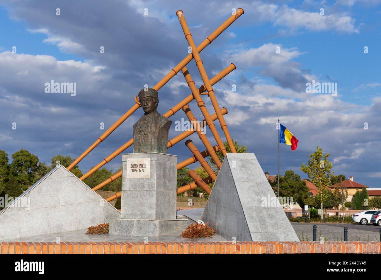 Rumänien, Alba. Statue von Avram Iancu, einem siebenbürgischen rumänischen Anwalt, der eine wichtige Rolle bei den Revolutionen des Österreichischen Reiches von 1848 bis 1849 spielte. Stockfoto