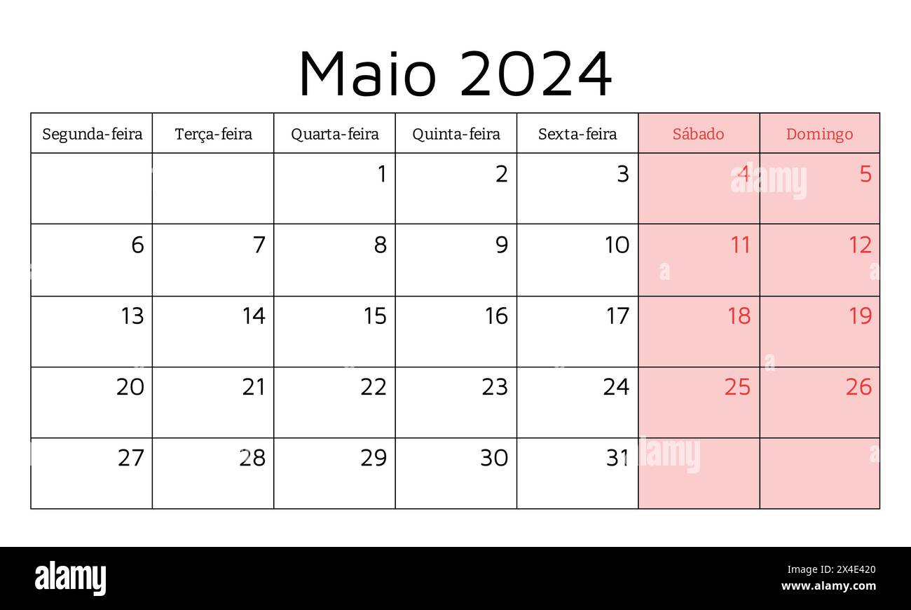 portugiesischer Kalender für Februar 2024. Vektorabbildung. Monatliche Planung für Ihr Unternehmen in Portugal Stock Vektor