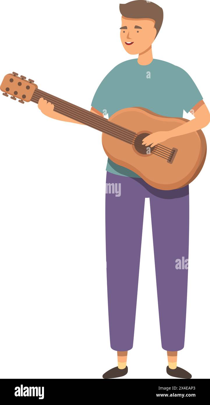 Person Gitarrenstunde Icon Cartoon Vektor. Musik abspielen. Neue Lernakkorde Stock Vektor