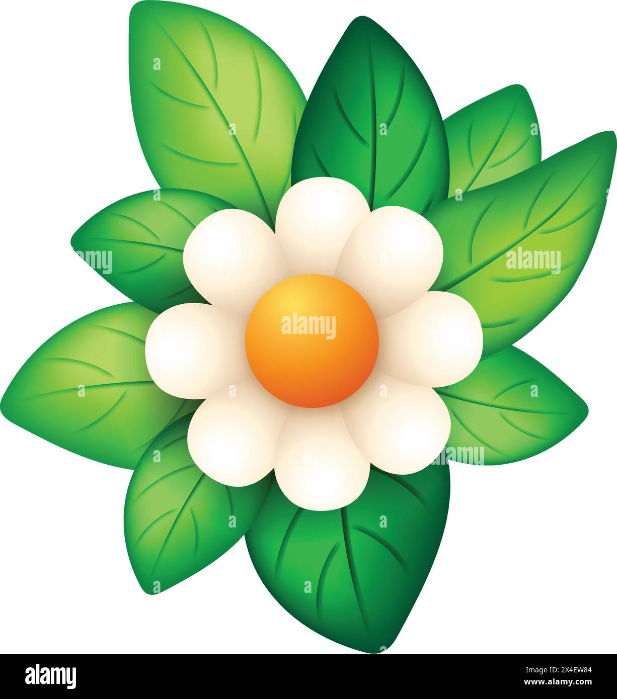 Einfache und süße Blume mit grünen Blättern Vektorelemente Stock Vektor