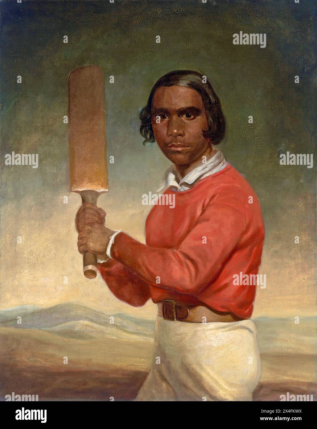 JM Crossland - Portrait of Nannultera, a Young Poonindie Cricketers - John Michael Crossland -1854 Stockfoto