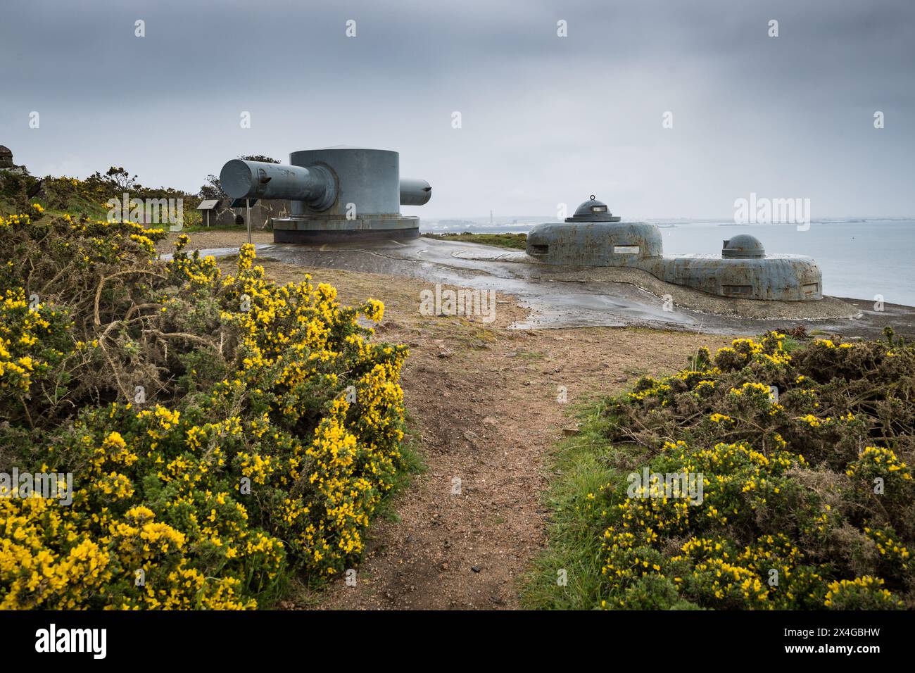 Marinemonitorenanlage als Teil der „Atlantischen Mauer“ der deutschen Wehranlage des Zweiten Weltkriegs auf der Insel Jersey, Chanel Islands. Stockfoto