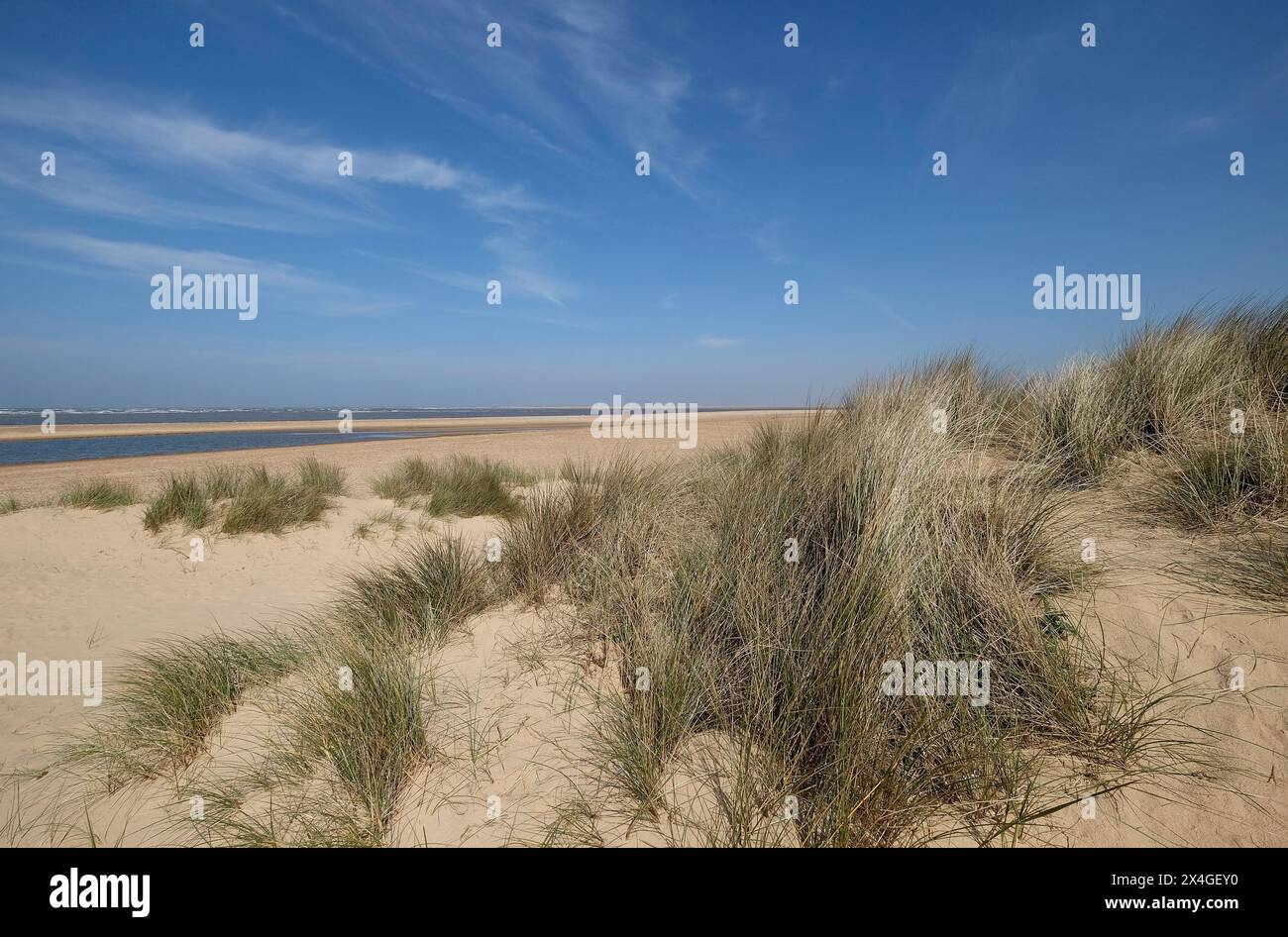 Sanddünen, Brunnenstrand am Meer, Nord-norfolk, england Stockfoto