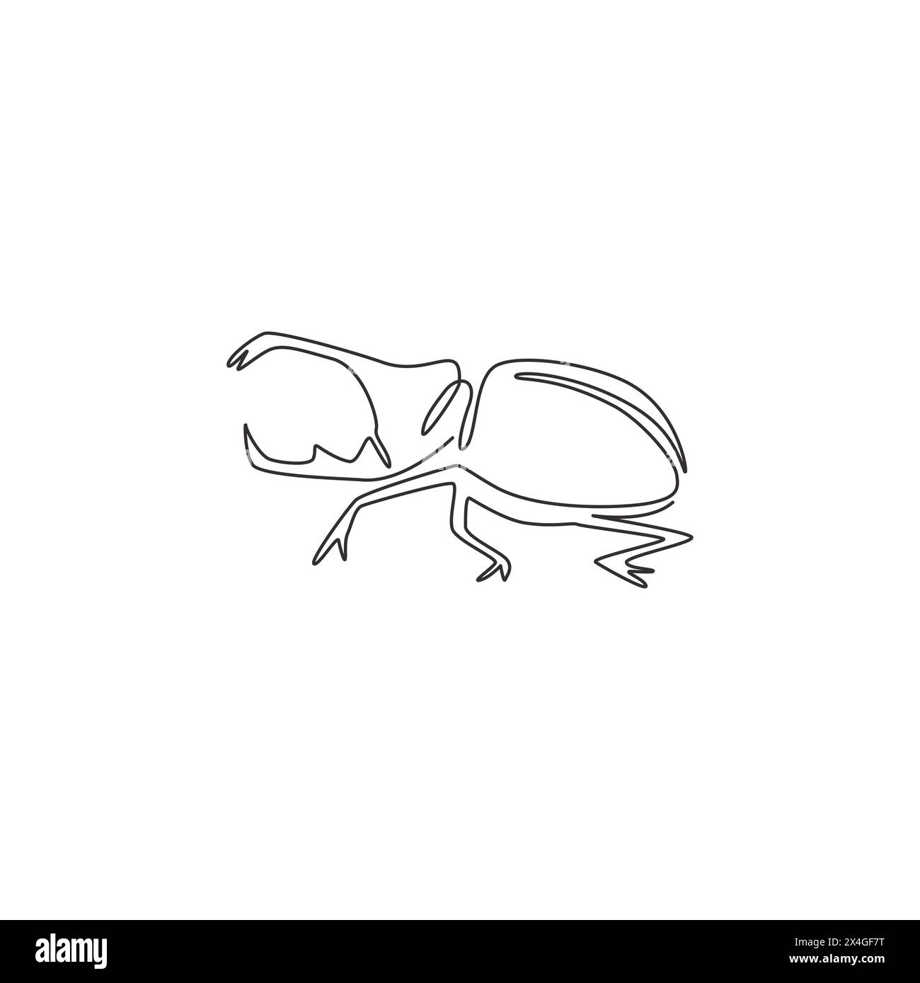 Einzeilige Zeichnung eines lustigen Käfers für Firmenlogos. Insektenschutz-Maskottchenkonzept für Schädlingsbekämpfungsservice-Symbol. Modernes Kontinuum Stock Vektor