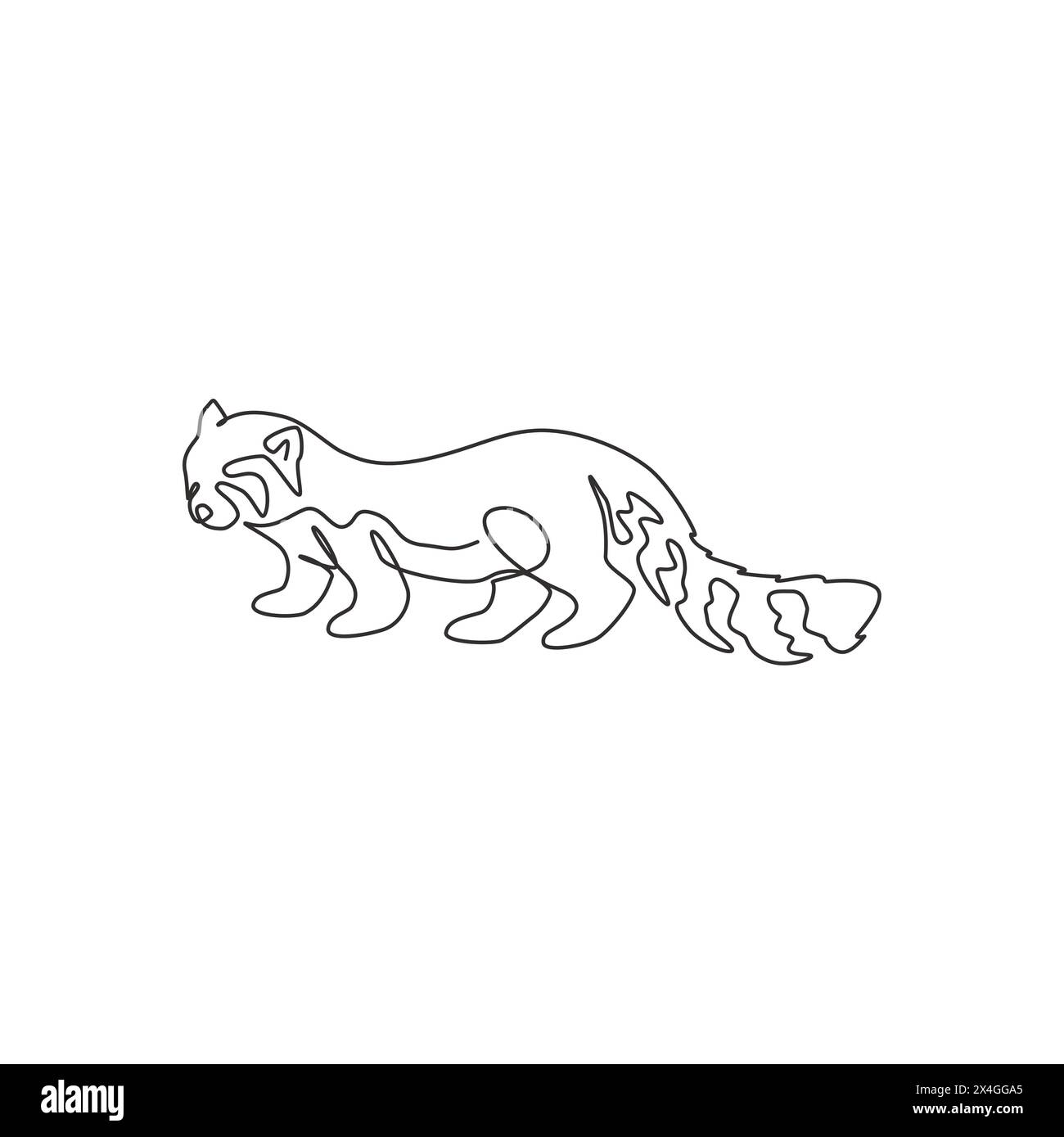 Eine einzeilige Zeichnung mit bezauberndem roten Panda für Firmenlogo. Südwestchina – Maskottchen mit rotem Bär und Katze – für den Nationalzoo. Modern Stock Vektor