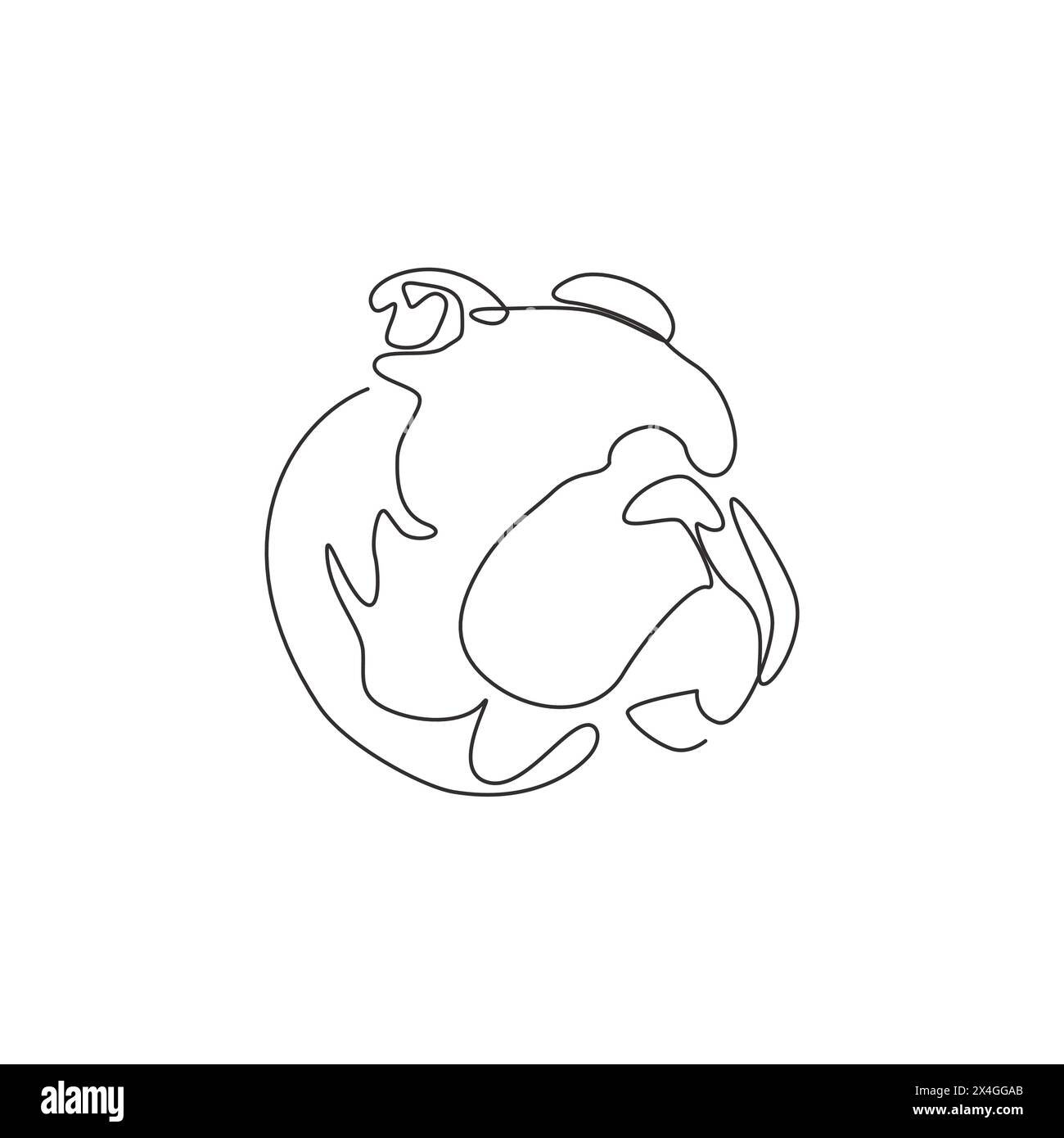 Einzelne durchgehende Linienzeichnung eines wilden Bulldog-Kopfes für die Identität des Firmenlogos der Sicherheitsfirma. Maskottchenkonzept für reinrassige Hunde für ein Pedigree-freundliches Haustier-Symbol. Stock Vektor
