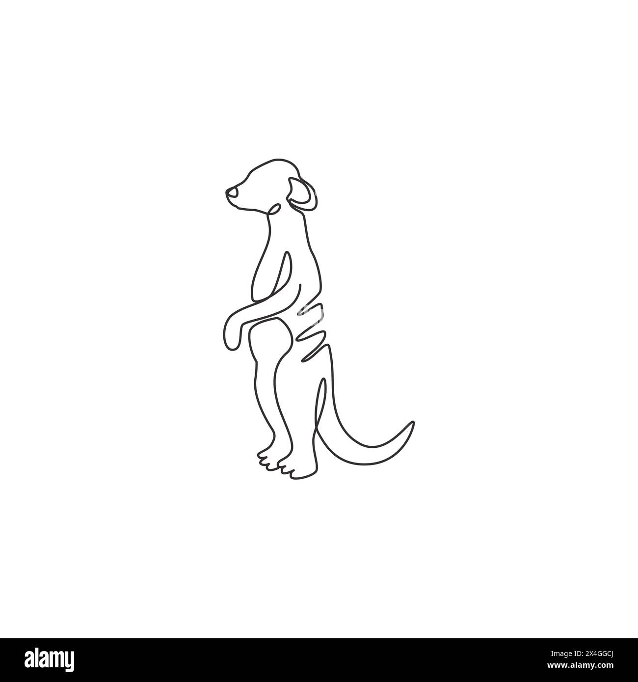 Eine einzeilige Zeichnung mit lustigem Erdmännchen für Firmenlogo-Identität. Das kleine Maskottchen des Fleischfressers ist ein Symbol des Nationalparks. Moderne konti Stock Vektor