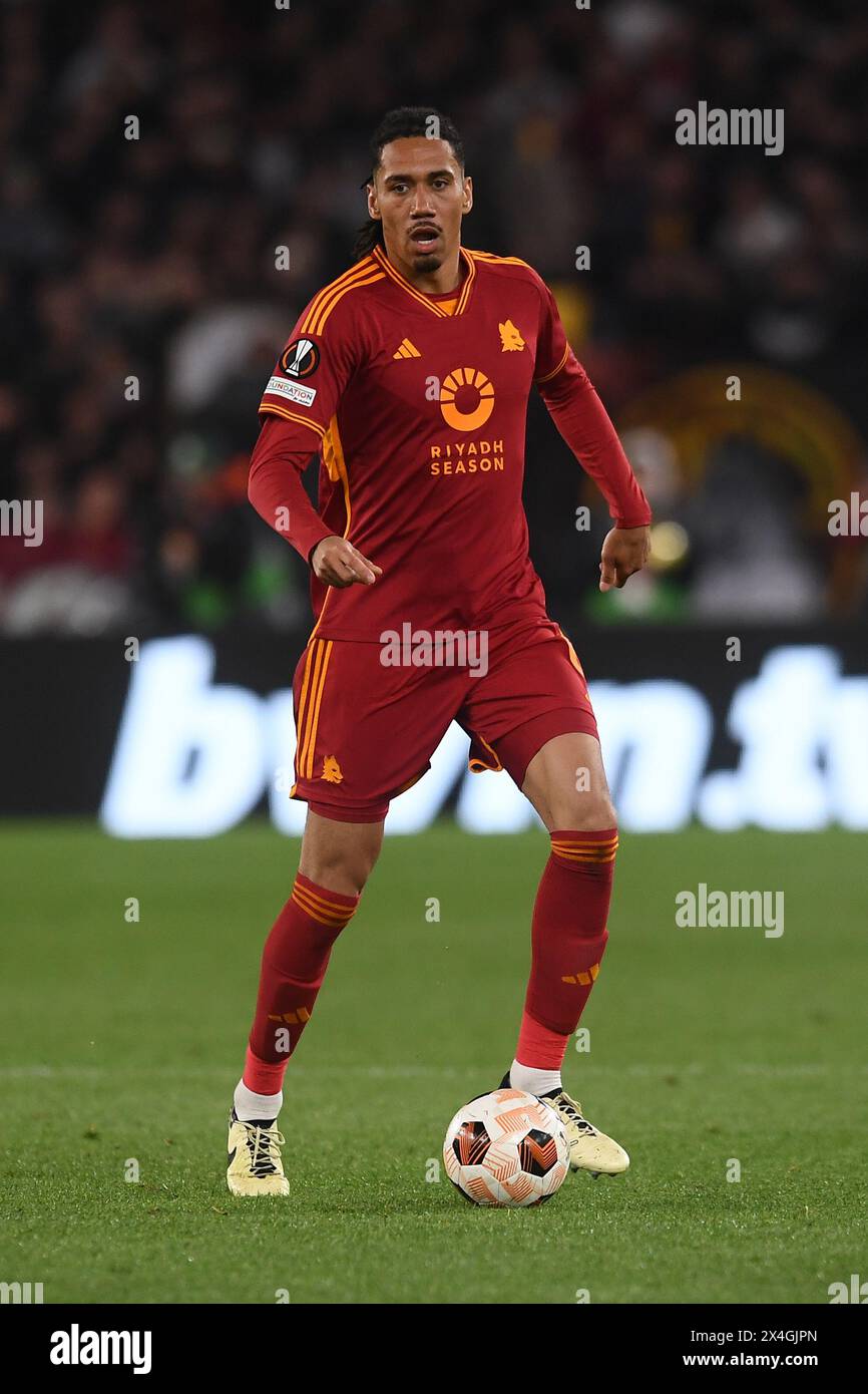 Chris Smalling von AS Roma während des Europa League-Fußballspiels zwischen AS Roma und Bayer Leverkusen im Olimpico-Stadion in Rom (Italien), 2. Mai 2024. Stockfoto