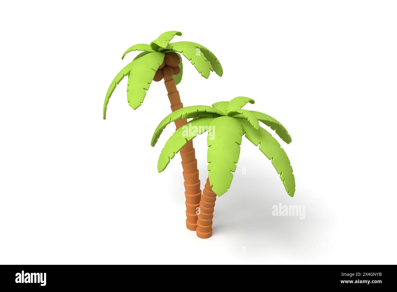Palmenpaar im 3D-Cartoon-Stil Stockfoto