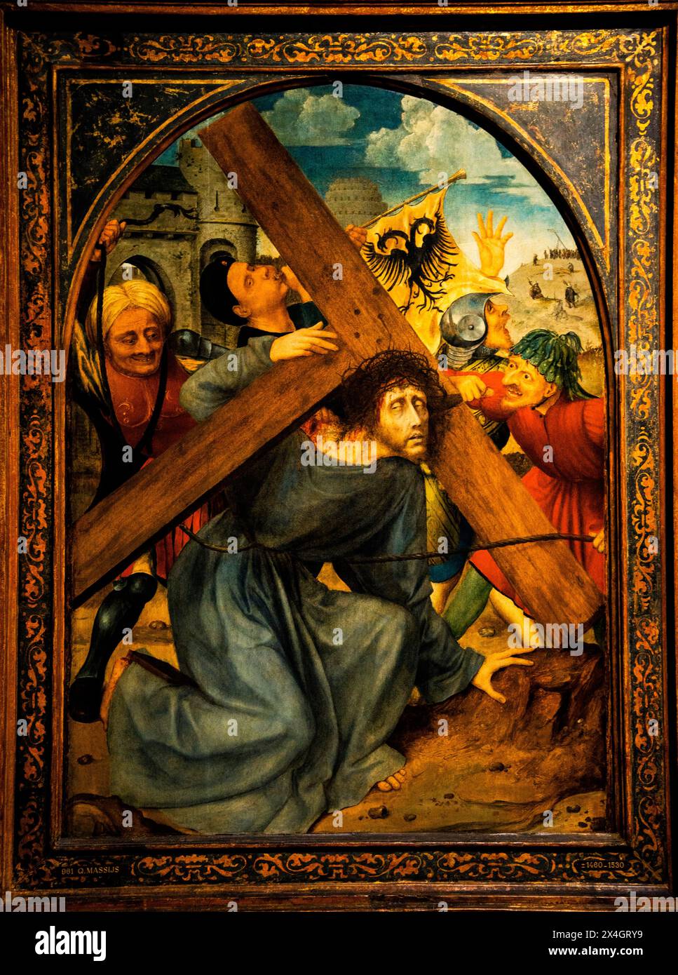 Christus trägt das Kreuz, Quinten Massijs, Rijksmuseum, Amsterdam, Niederlande. Stockfoto