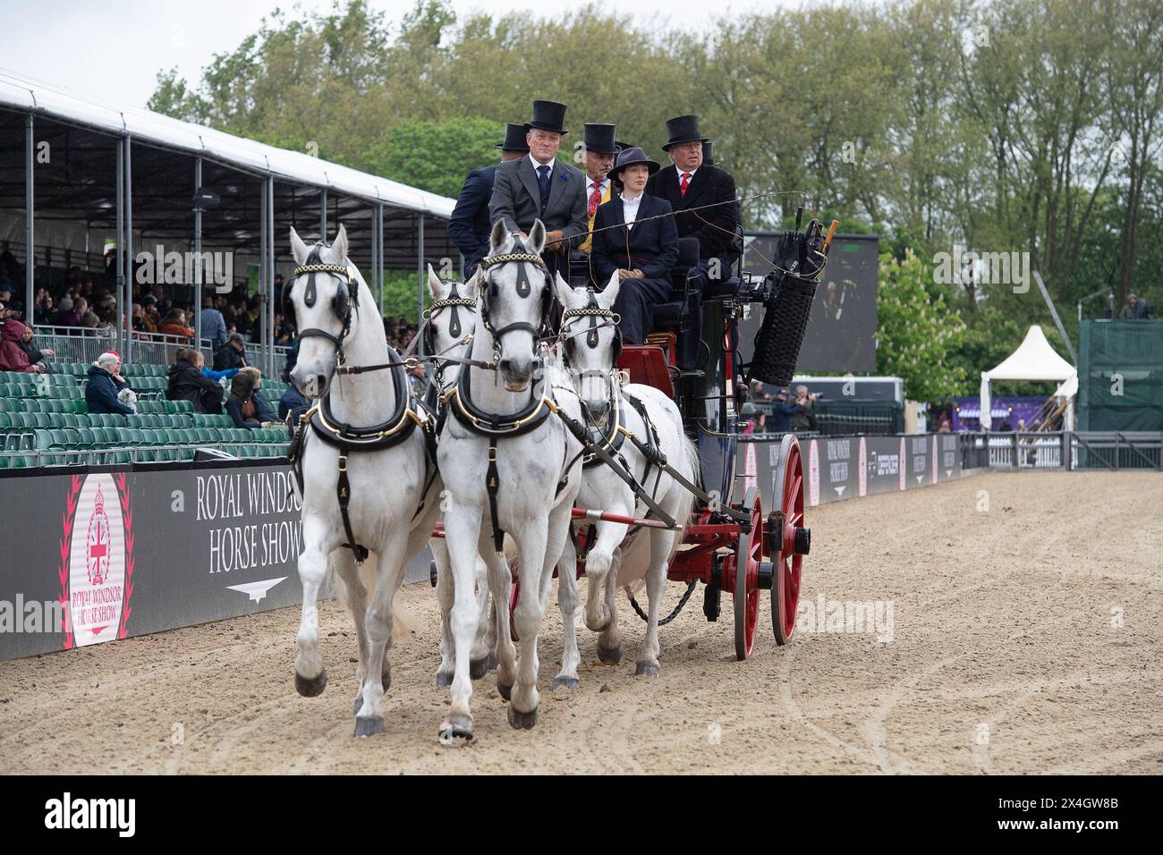 Windsor, Berkshire, Großbritannien. Mai 2024. Der Coaching Marathon bei der Royal Windsor Horse Show, die auf dem privaten Gelände von Windsor Castle stattfindet. Quelle: Maureen McLean/Alamy Live News Stockfoto