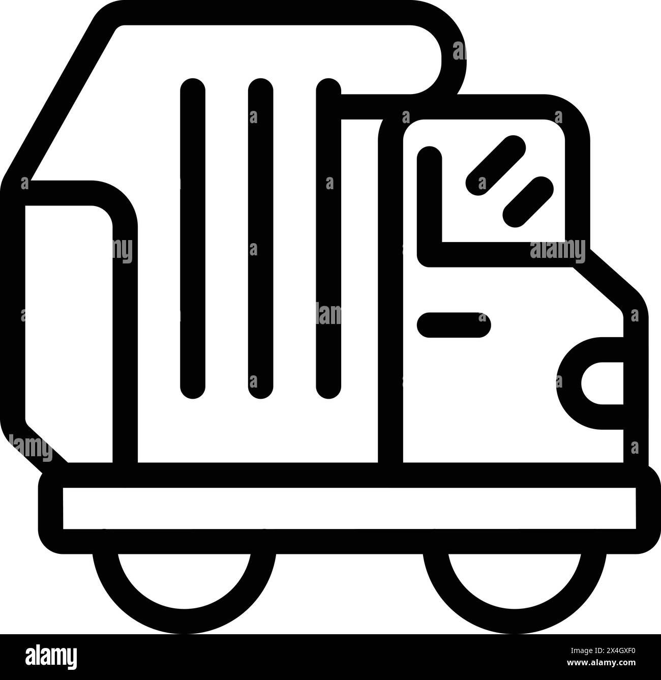 Garbage Truck Symbol Kontur Vektor. Abfalltransportmaschinen. Müllmanagement-Fahrzeug Stock Vektor