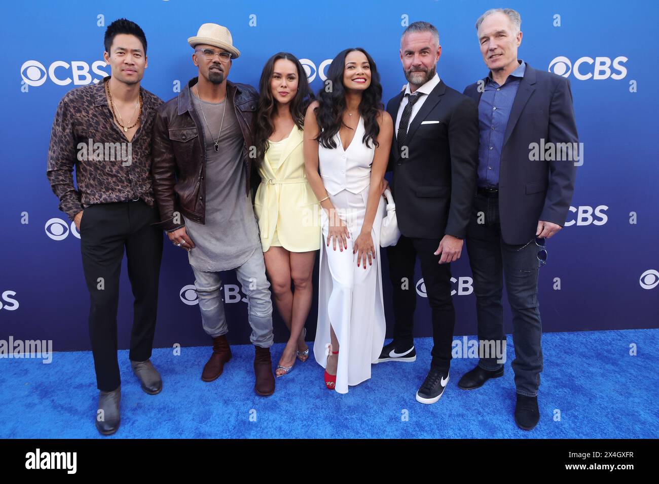 LOS ANGELES, CA - 2. Mai: David Lim, Shemar Moore, Anna enger Ritch, Rochelle Aytes, Jay Harrington, Patrick St. Esprit bei der CBS Herbst Schedule Celebration in den Paramount Studios in Los Angeles, Kalifornien, am 2. Mai 2024. Kredit : Faye Sadou/MediaPunch Stockfoto