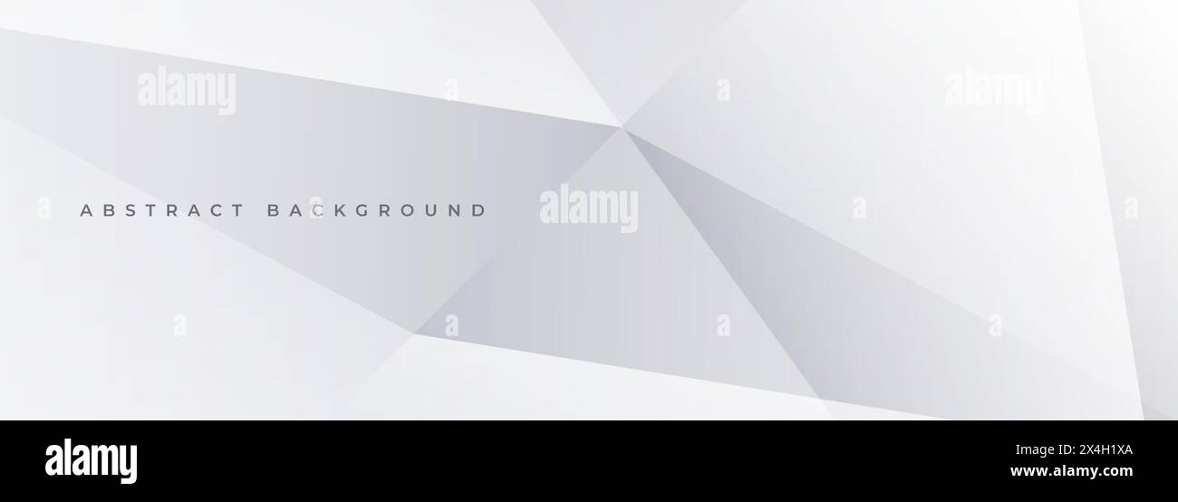 Graues modernes abstraktes breites Banner mit geometrischen Formen. Weicher grauer abstrakter 3D-Hintergrund. Vektorabbildung Stock Vektor