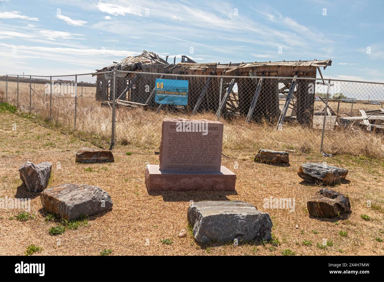 Dearfield, Colorado - die historische Stadt Dearfield Homestead. Etwa 300 Menschen lebten und bewirtschafteten hier um 1915. Die Stadt förderte afroamerikanisch Stockfoto