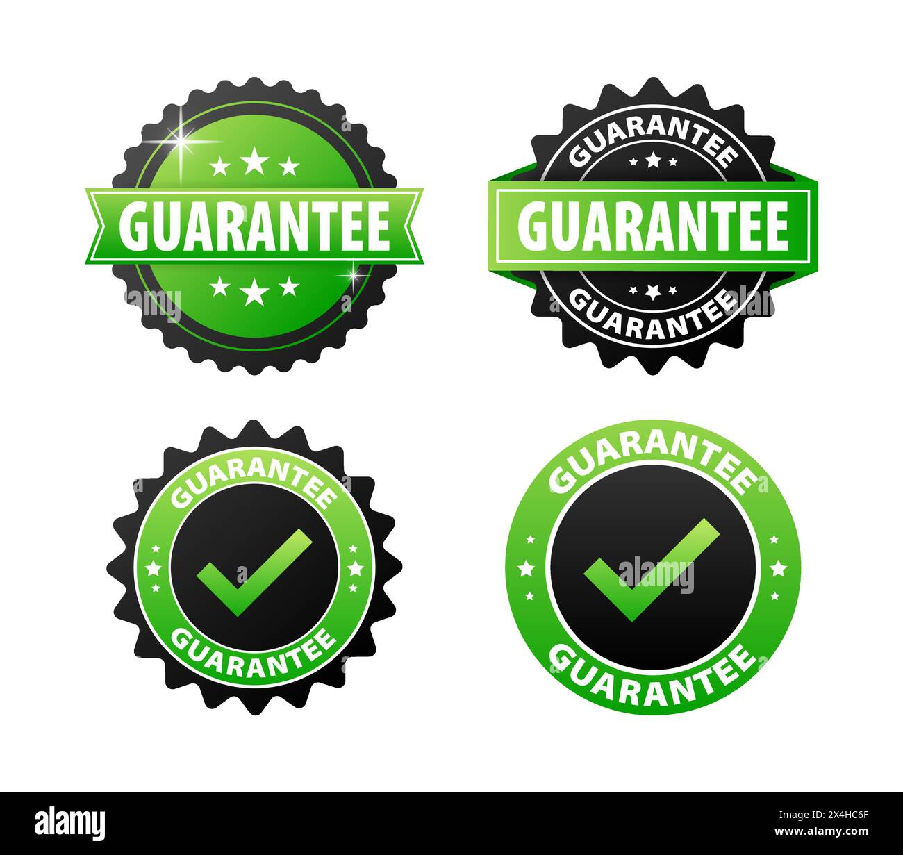Garantieaufkleber, grünes und schwarzes Etikett auf weißem Hintergrund Stock Vektor