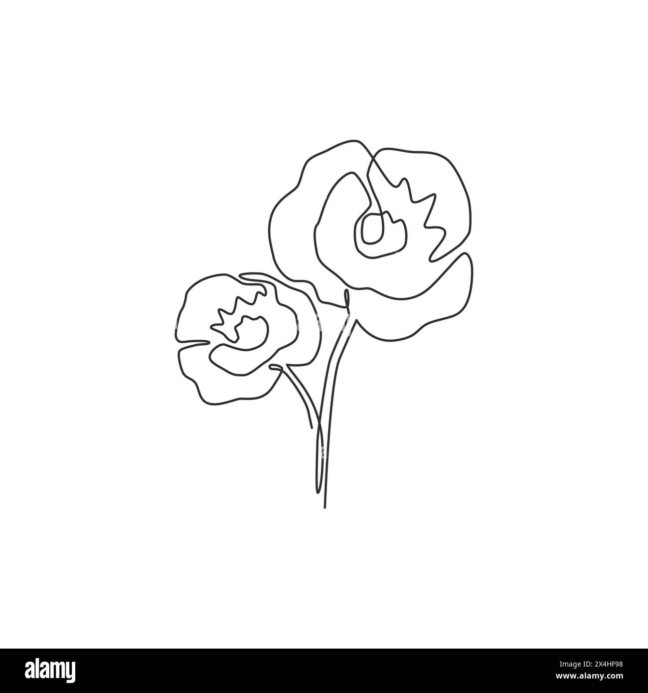 Einzelne durchgehende Linienzeichnung Beauty Fresh Krautpflanze für Garten Logo. Bedruckbares dekoratives Mohnblumenkonzept für Poster zur Wohnkultur Stock Vektor