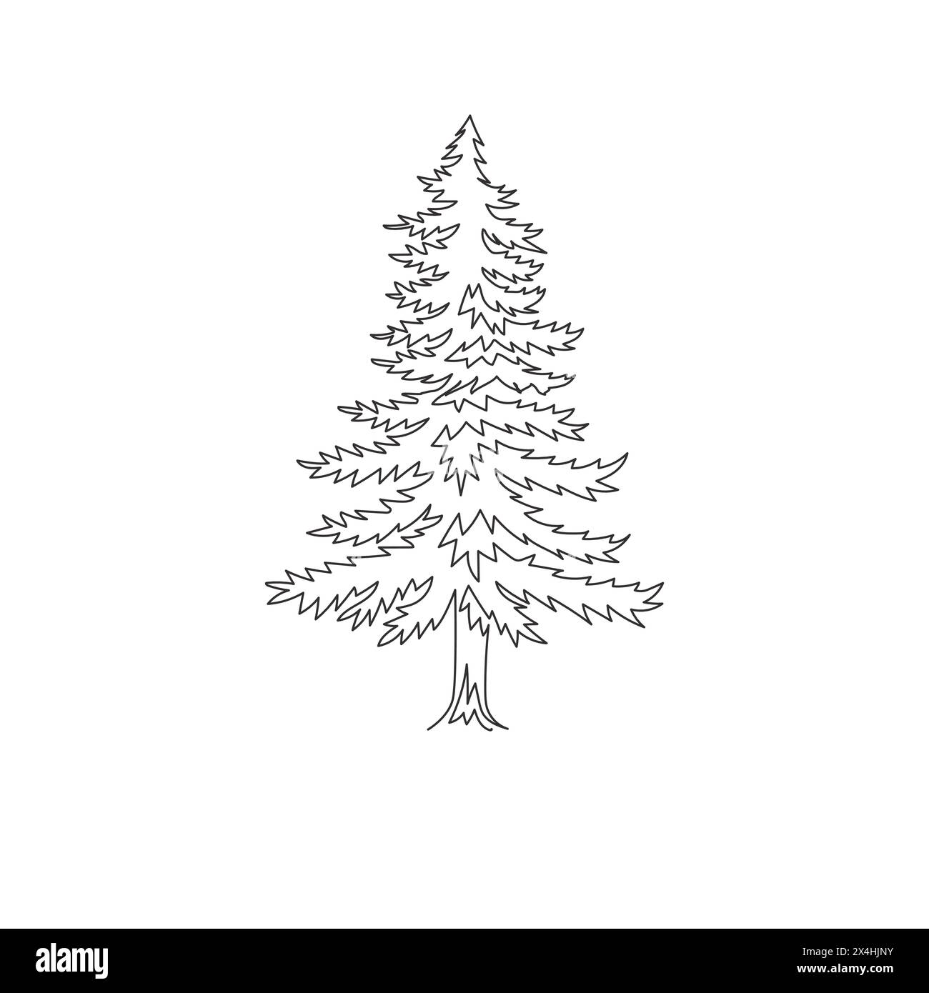 Einzelne einzeilige Zeichnung von exotischen Pinienbäumen für Wohnkunst Wanddekor Poster. Dekorative pinus-Pflanze für Nationalpark-Logo. Tourismusreisen. Modus Stock Vektor