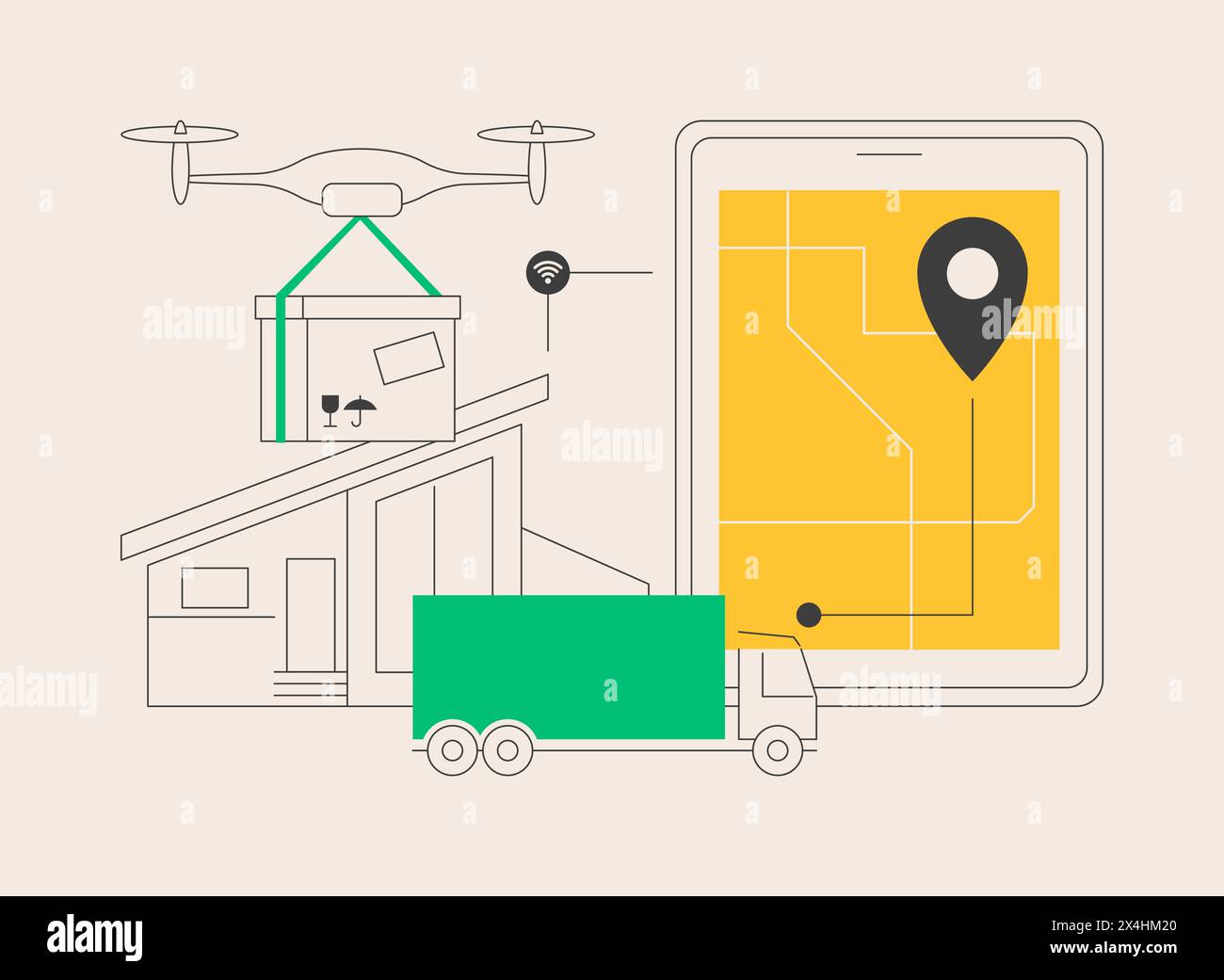 Autonome Lieferung abstrakte Konzept Vektor Illustration. Stock Vektor