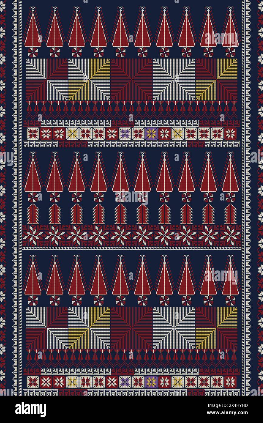 Traditioneller palästinensischer Tatreez, nahtlose Mustervektorvorlage Stockfoto