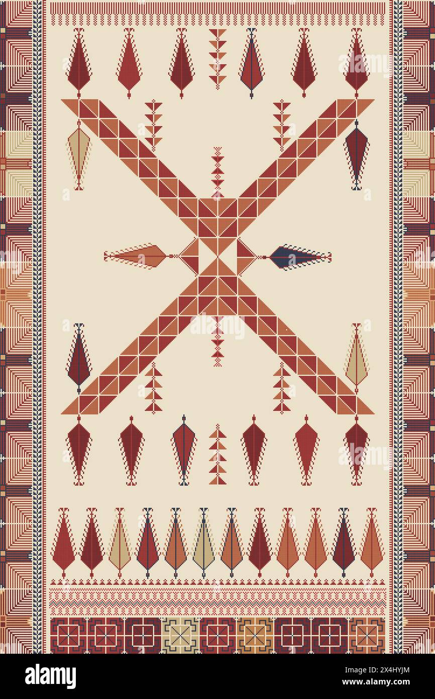 Traditioneller palästinensischer Tatreez, nahtlose Mustervektorvorlage Stockfoto