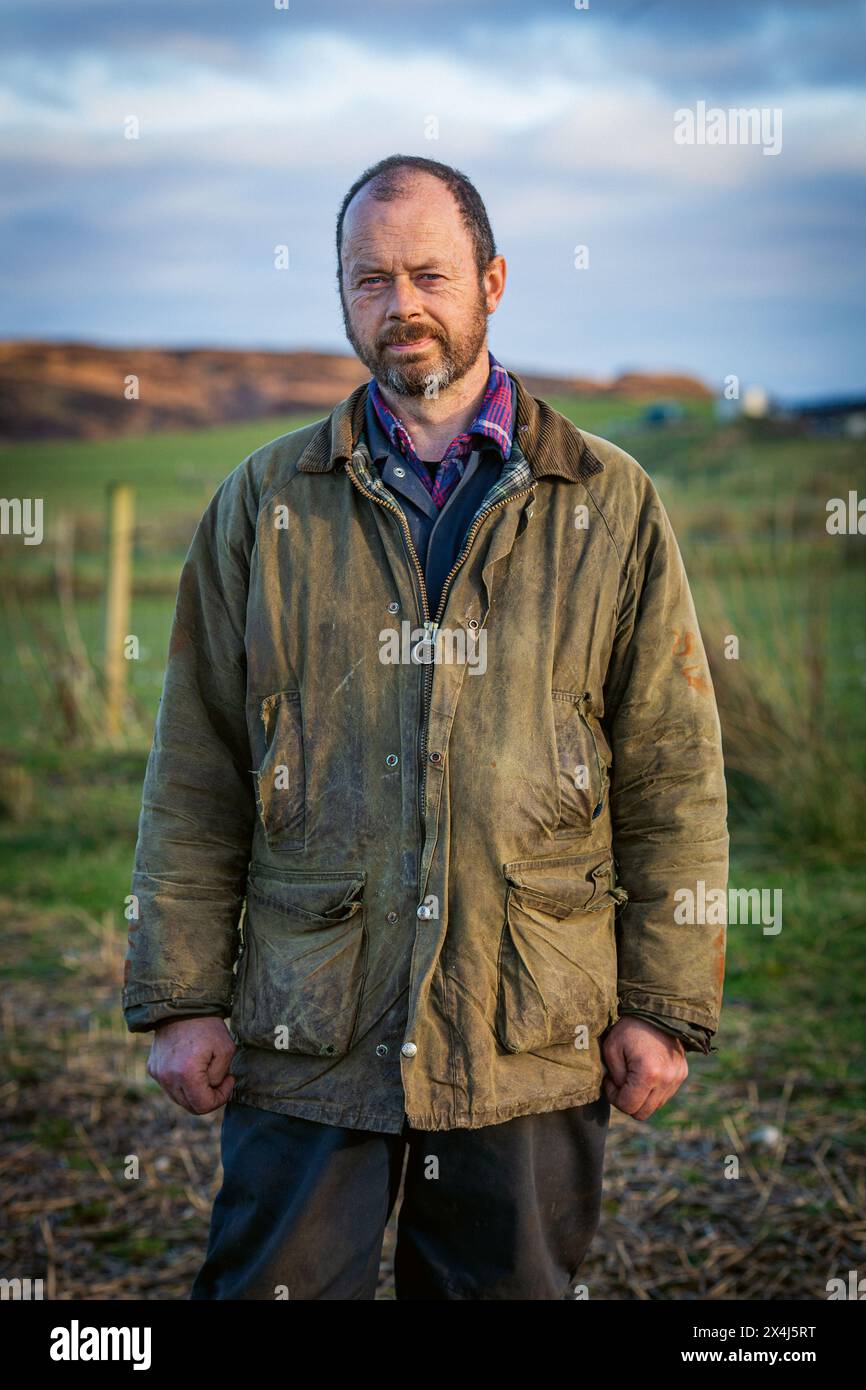 Porträt des schottischen Bauern auf Islay, Innere Hebriden, Schottland Stockfoto