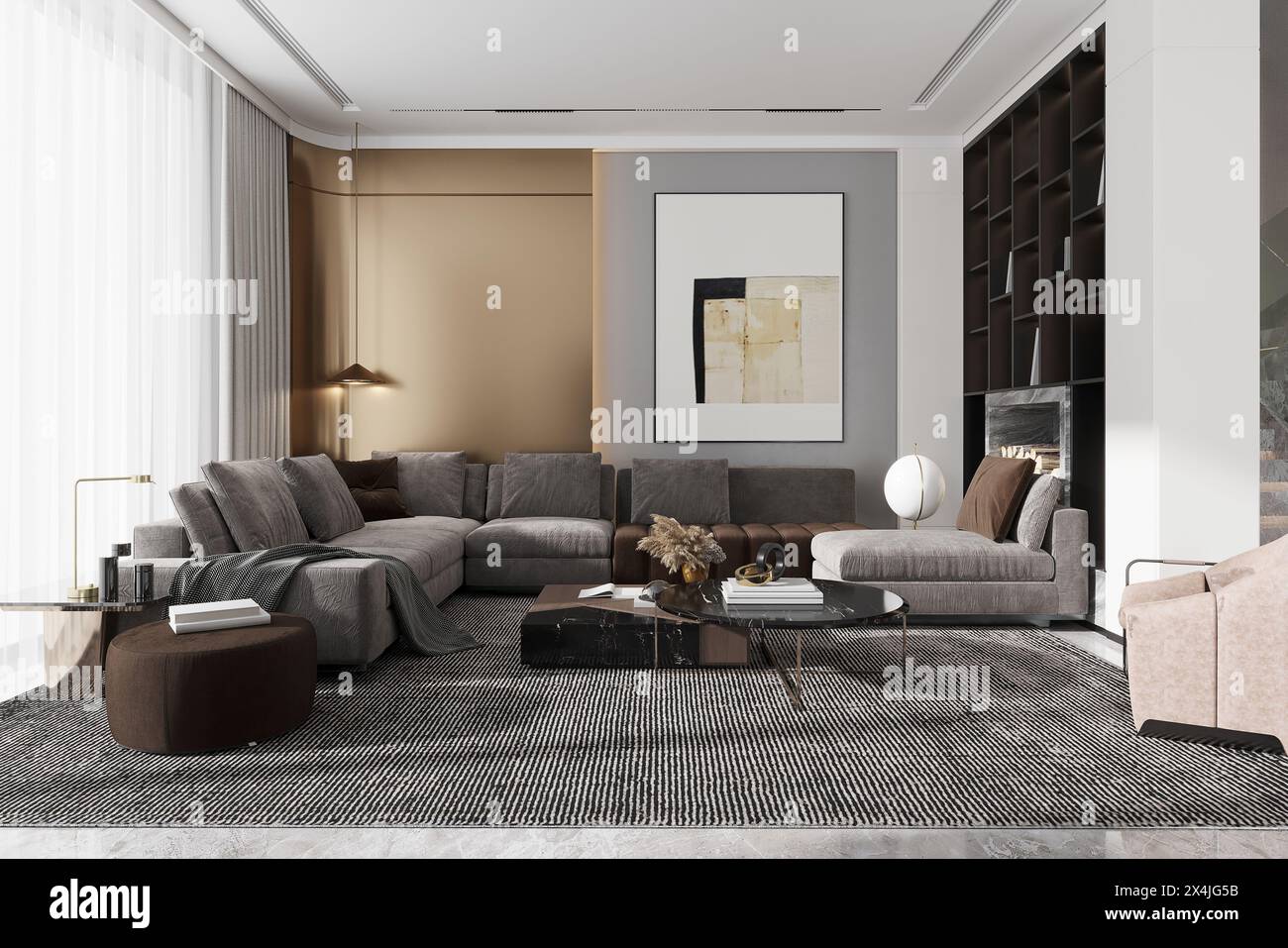 3D-Render der modernen Wohnzimmer Stockfoto