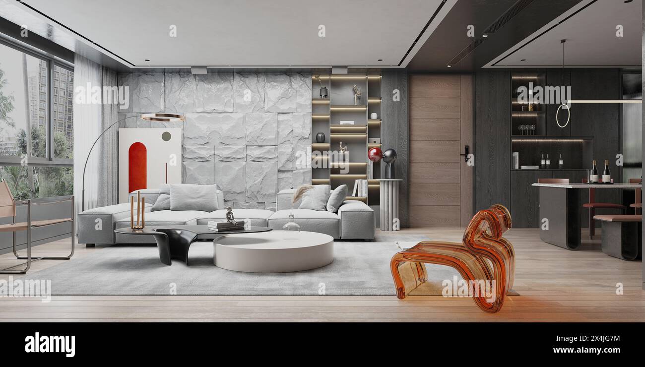 3D-Render der modernen Wohnzimmer Stockfoto