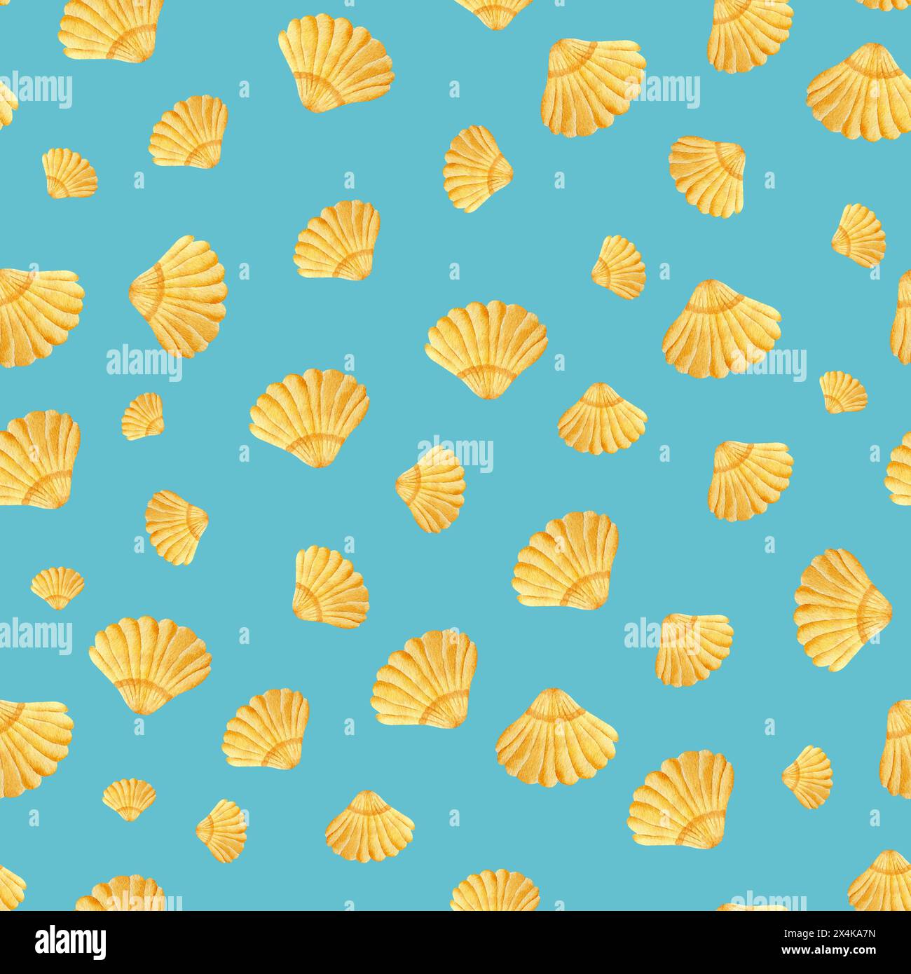 Muscheln, Tierwelt, nahtloses Muster, Illustration, aquatisch, Tapete, Textur, Druck Stockfoto