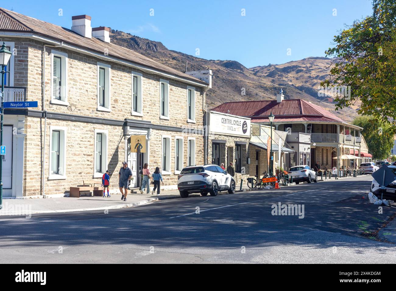 Historische Sunderland Street, Clyde, Central Otago, Otago, South Island, Neuseeland Stockfoto