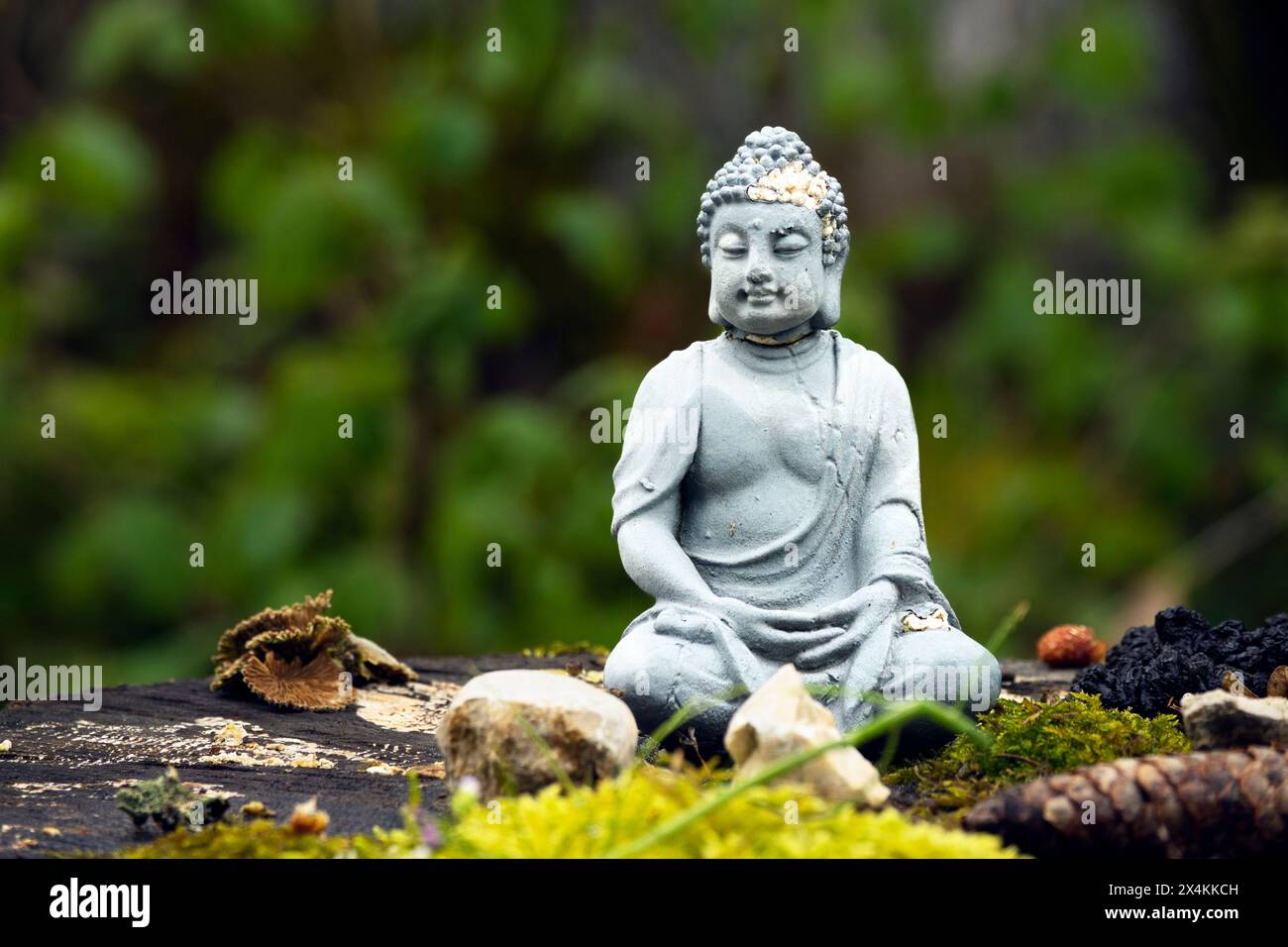 Buddha-Figur im Wald Stockfoto