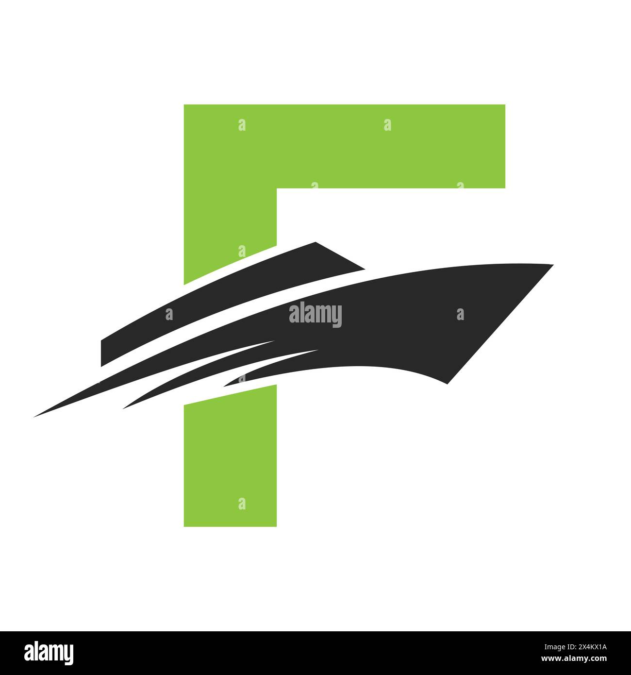 Anfangsbuchstabe F Boat Logo für Yacht Schild. Vektorvorlage Für Maritime Symbole Stock Vektor