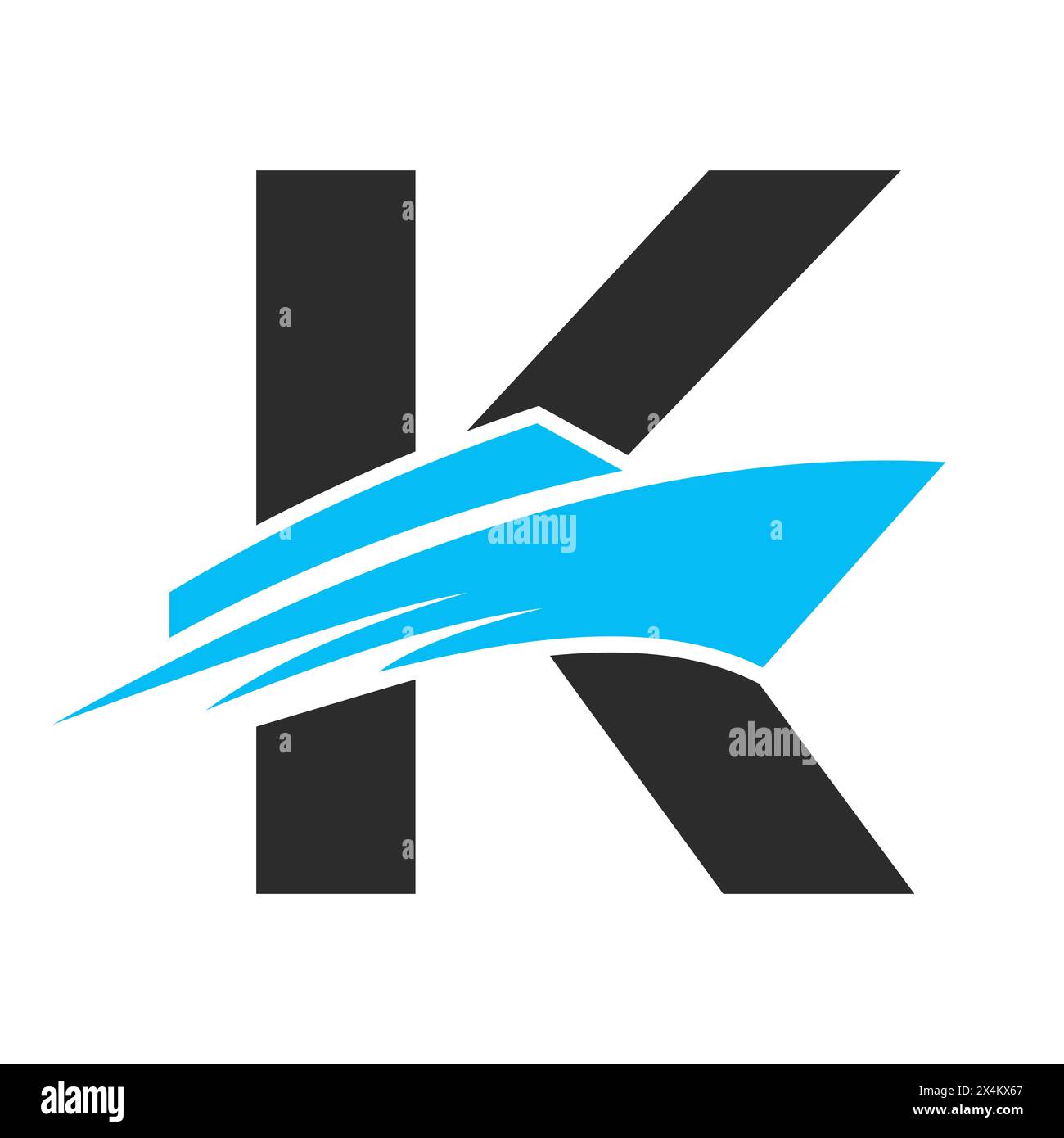 Anfangsbuchstabe K Boat Logo für Yacht Schild. Vektorvorlage Für Maritime Symbole Stock Vektor